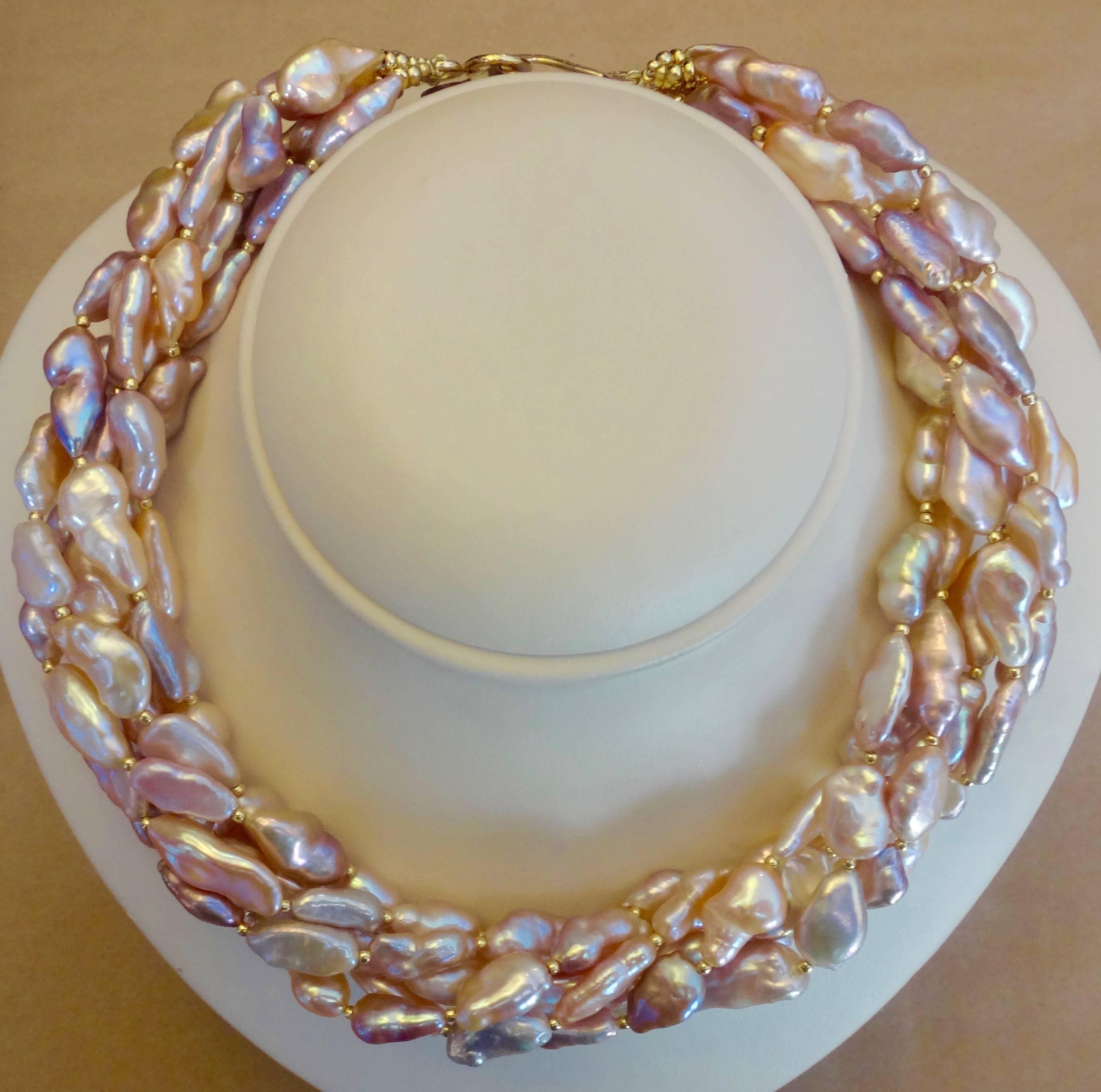 Women's Michael Kneebone Pink Ingot Pearl Torsade Necklace