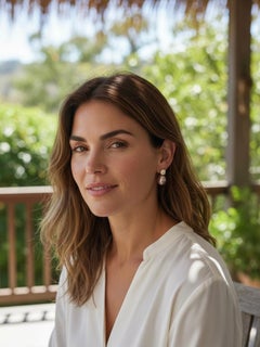 Orecchini a goccia di Michael Kneebone con perla rosa Kasumi e moissanite