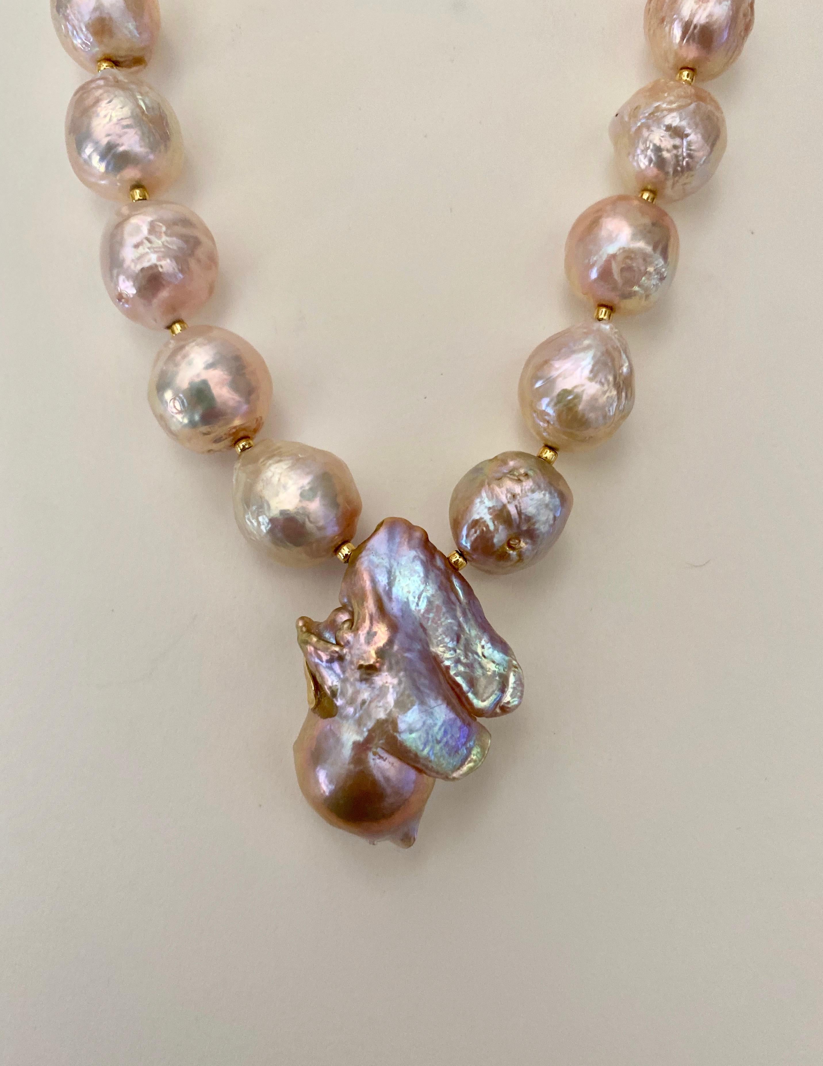 Michael Kneebone Pink Kasumi Pearl White Diamond Necklace In New Condition In Austin, TX