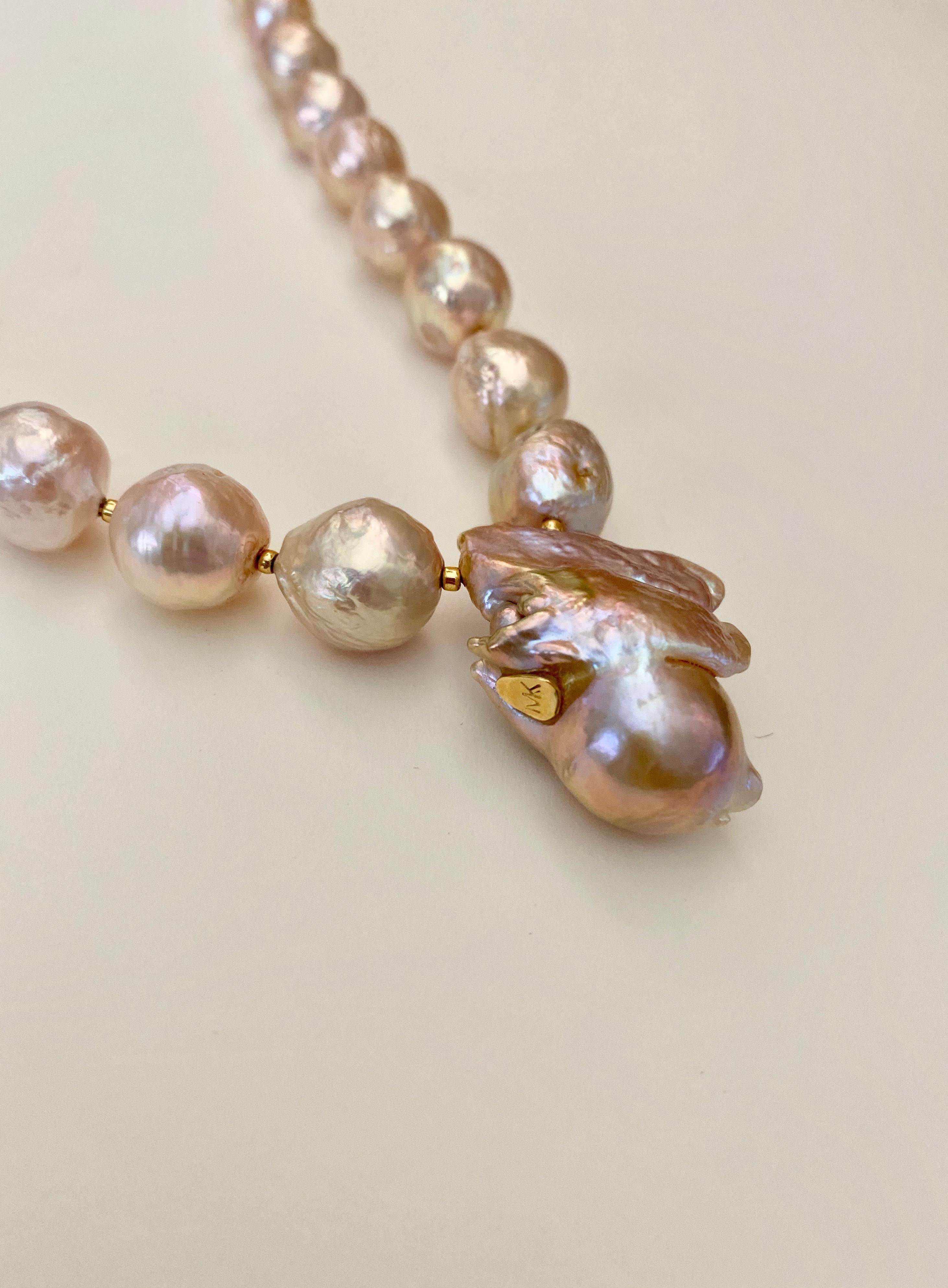 Women's Michael Kneebone Pink Kasumi Pearl White Diamond Necklace