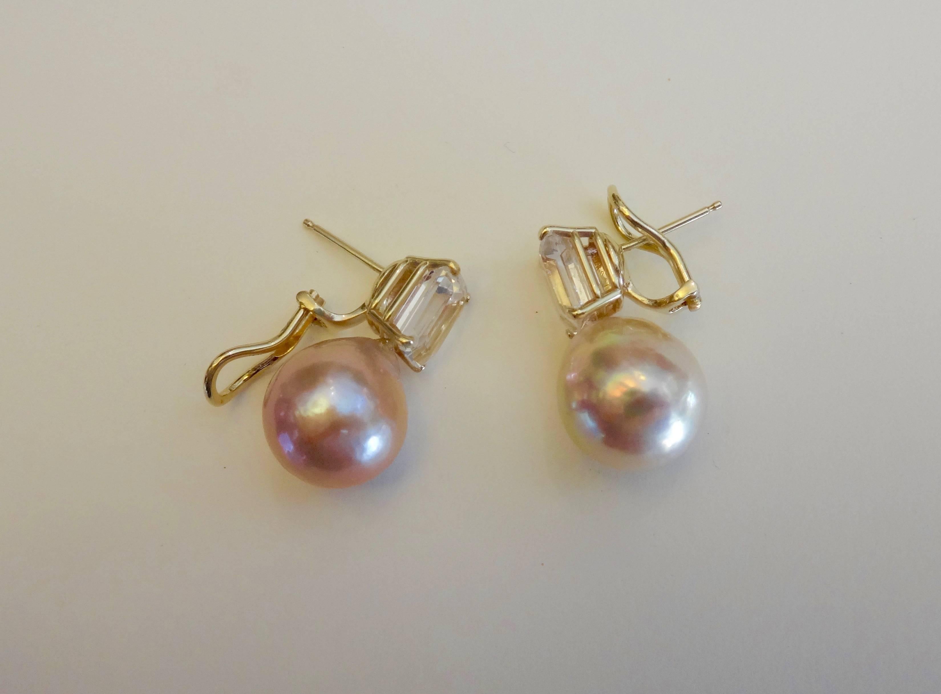 Michael Kneebone Pink Kasumi Pearl White Topaz Earrings 1