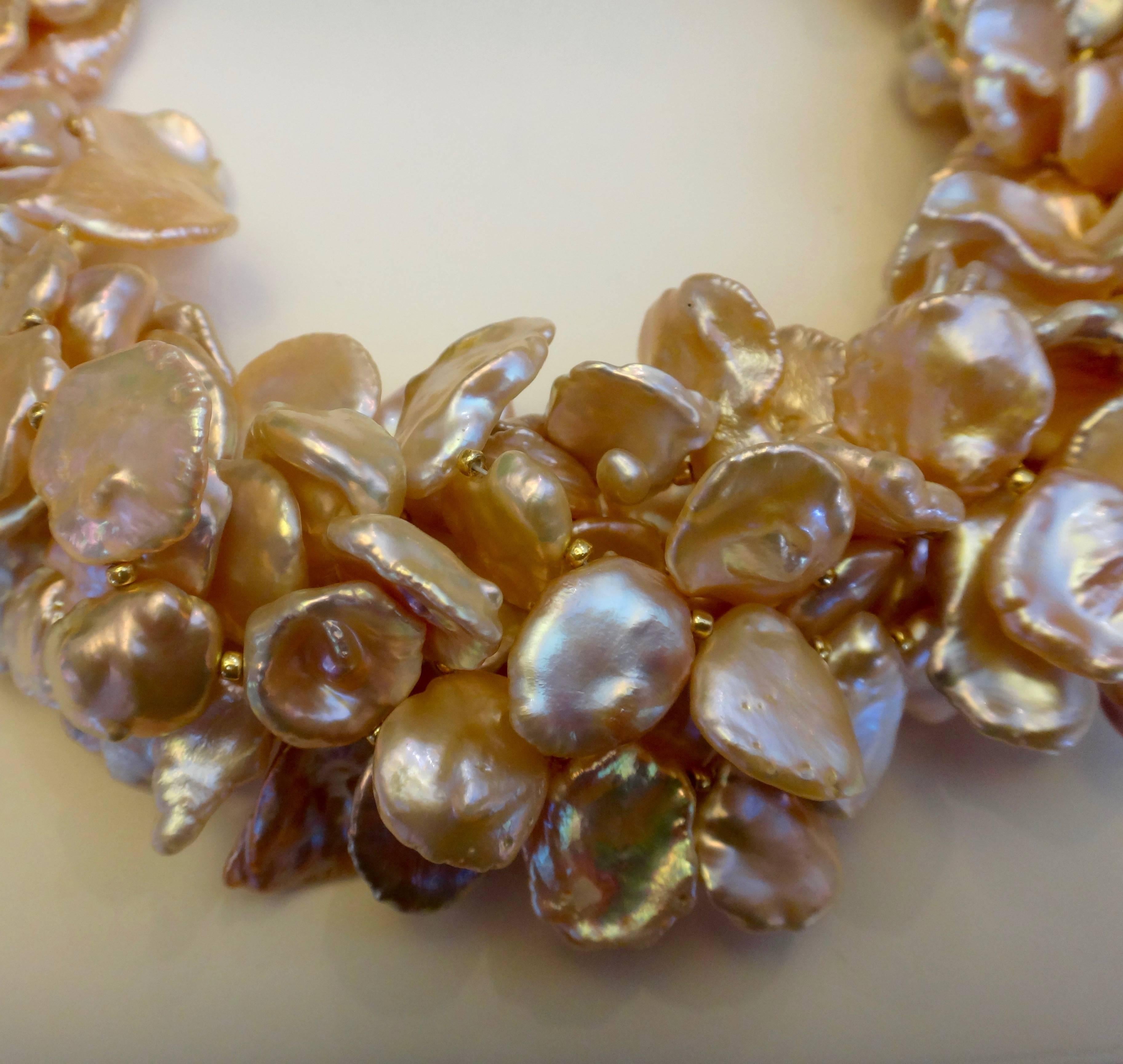 Contemporary Michael Kneebone Pink Petal Pearl Torsade Necklace