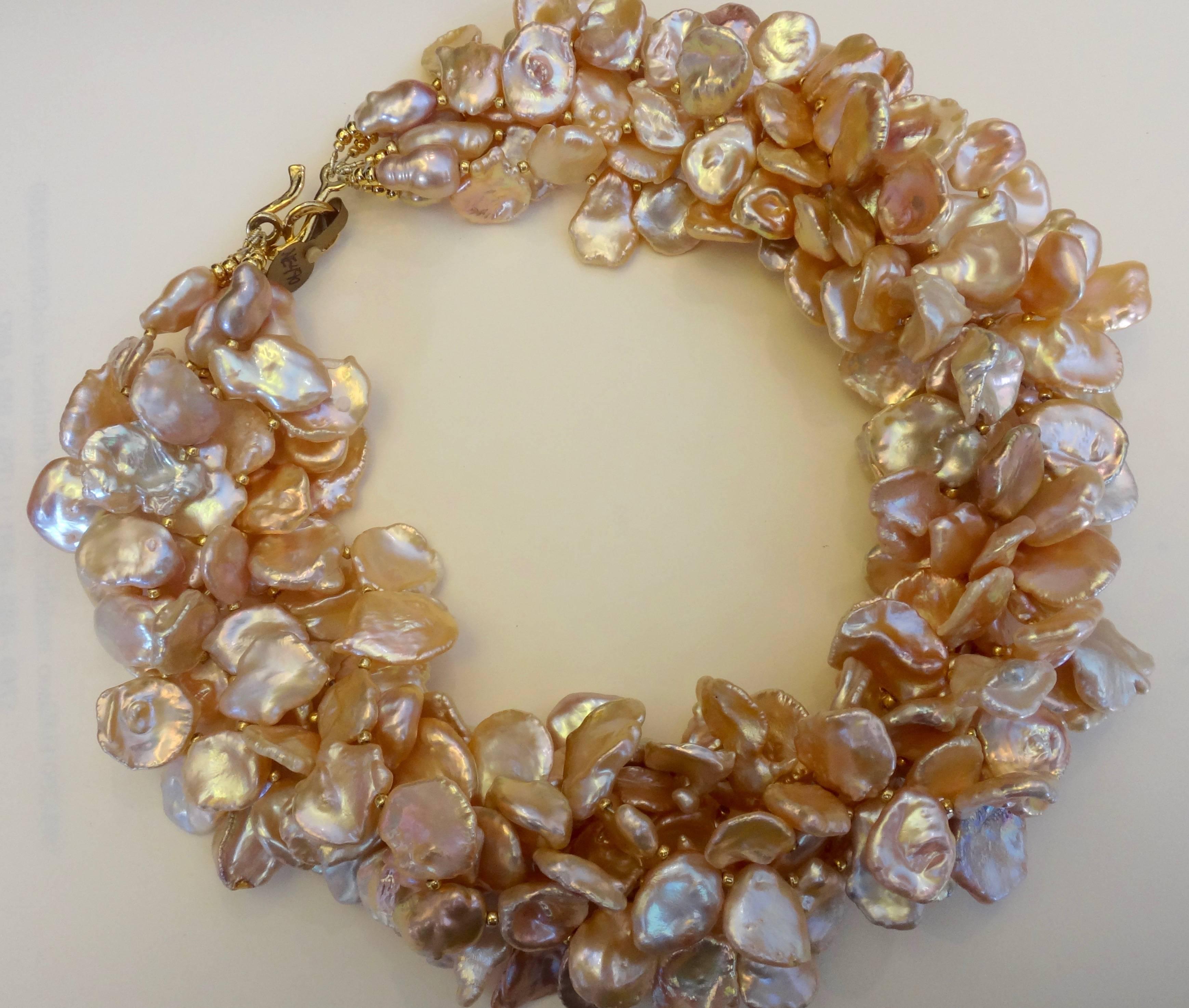 Women's Michael Kneebone Pink Petal Pearl Torsade Necklace