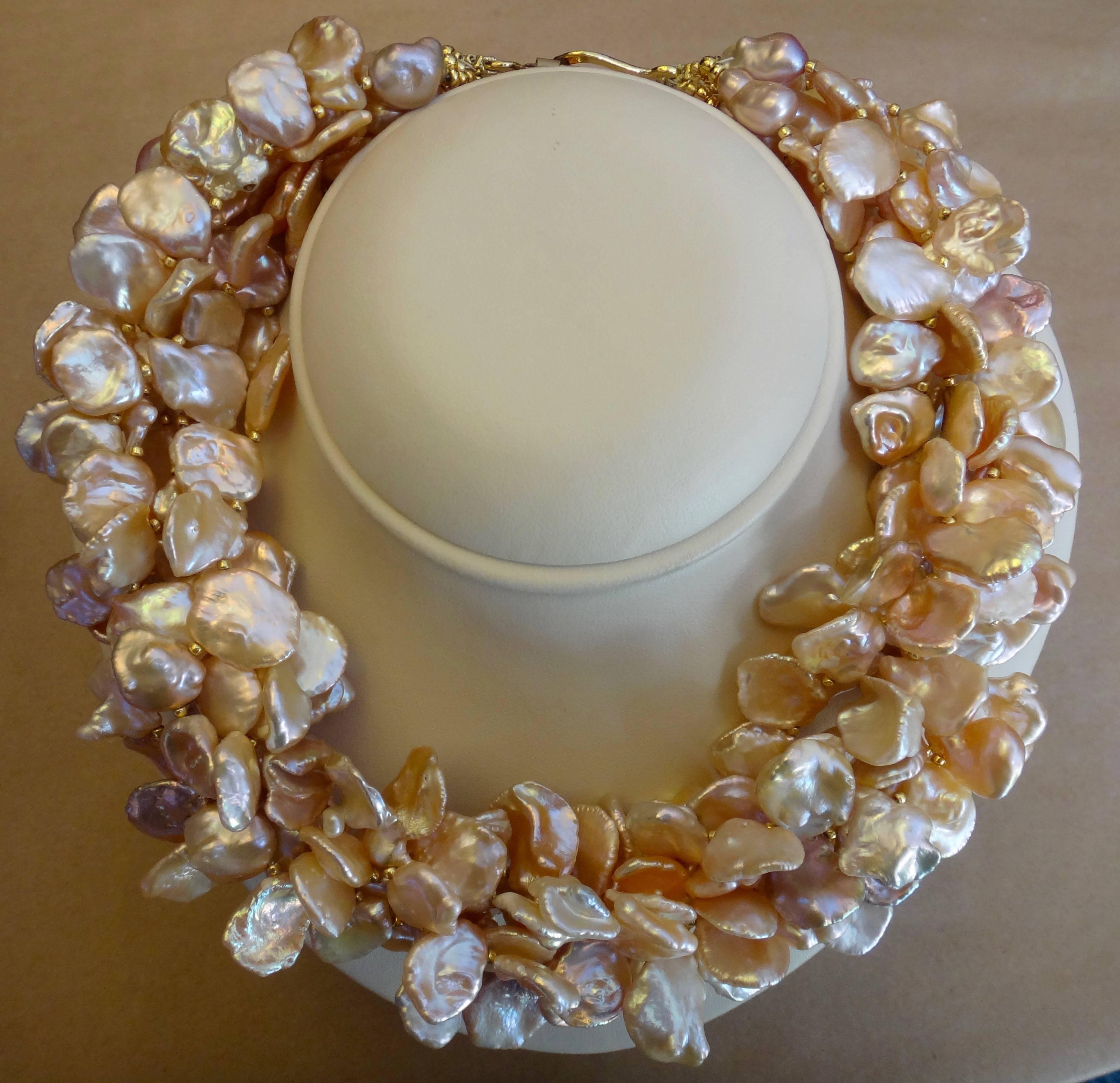 Michael Kneebone Pink Petal Pearl Torsade Necklace 1