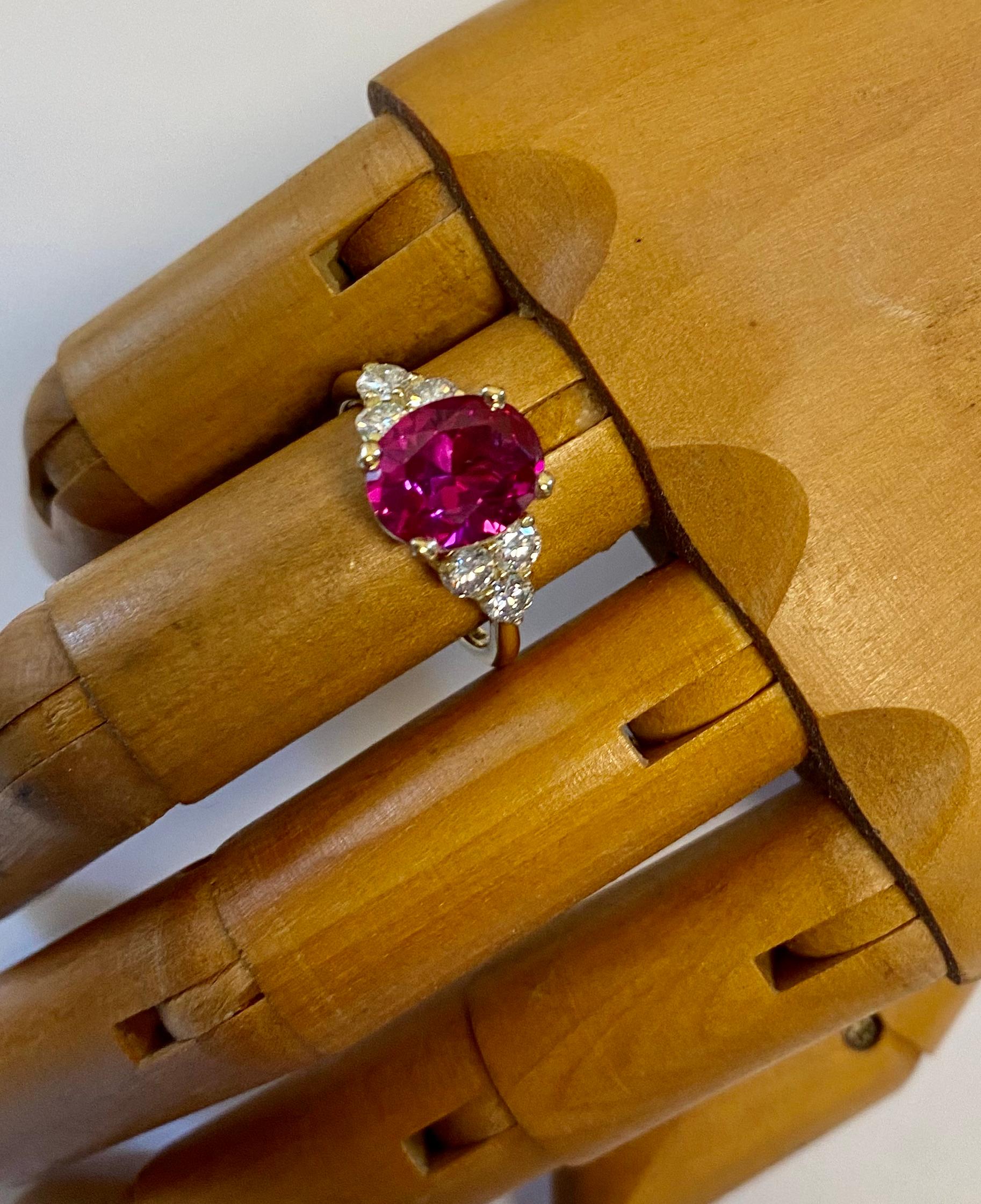 Michael Kneebone Pink Ruby White Diamond Cocktail Ring For Sale 4