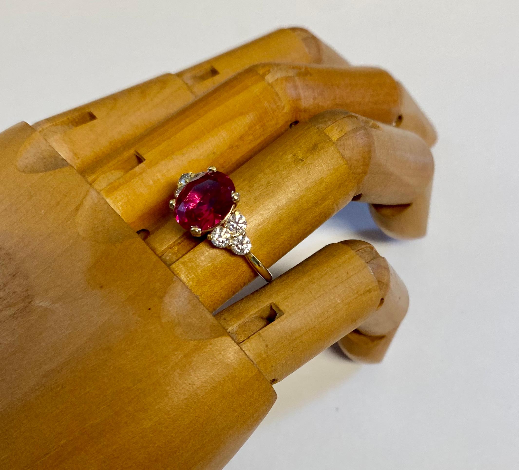 Mixed Cut Michael Kneebone Pink Ruby White Diamond Cocktail Ring For Sale
