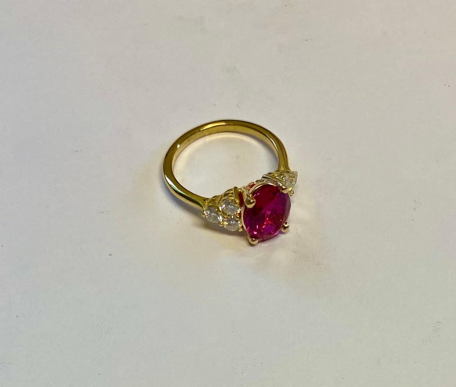 Michael Kneebone Pink Ruby White Diamond Cocktail Ring In New Condition For Sale In Austin, TX