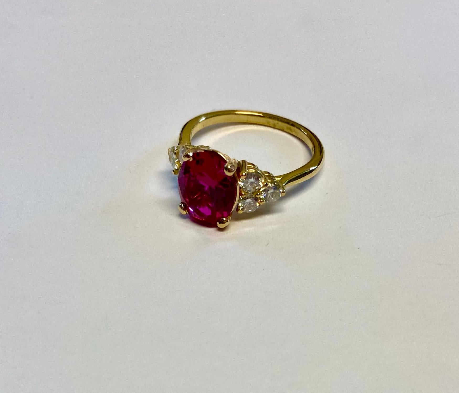 Michael Kneebone Pink Ruby White Diamond Cocktail Ring For Sale 1