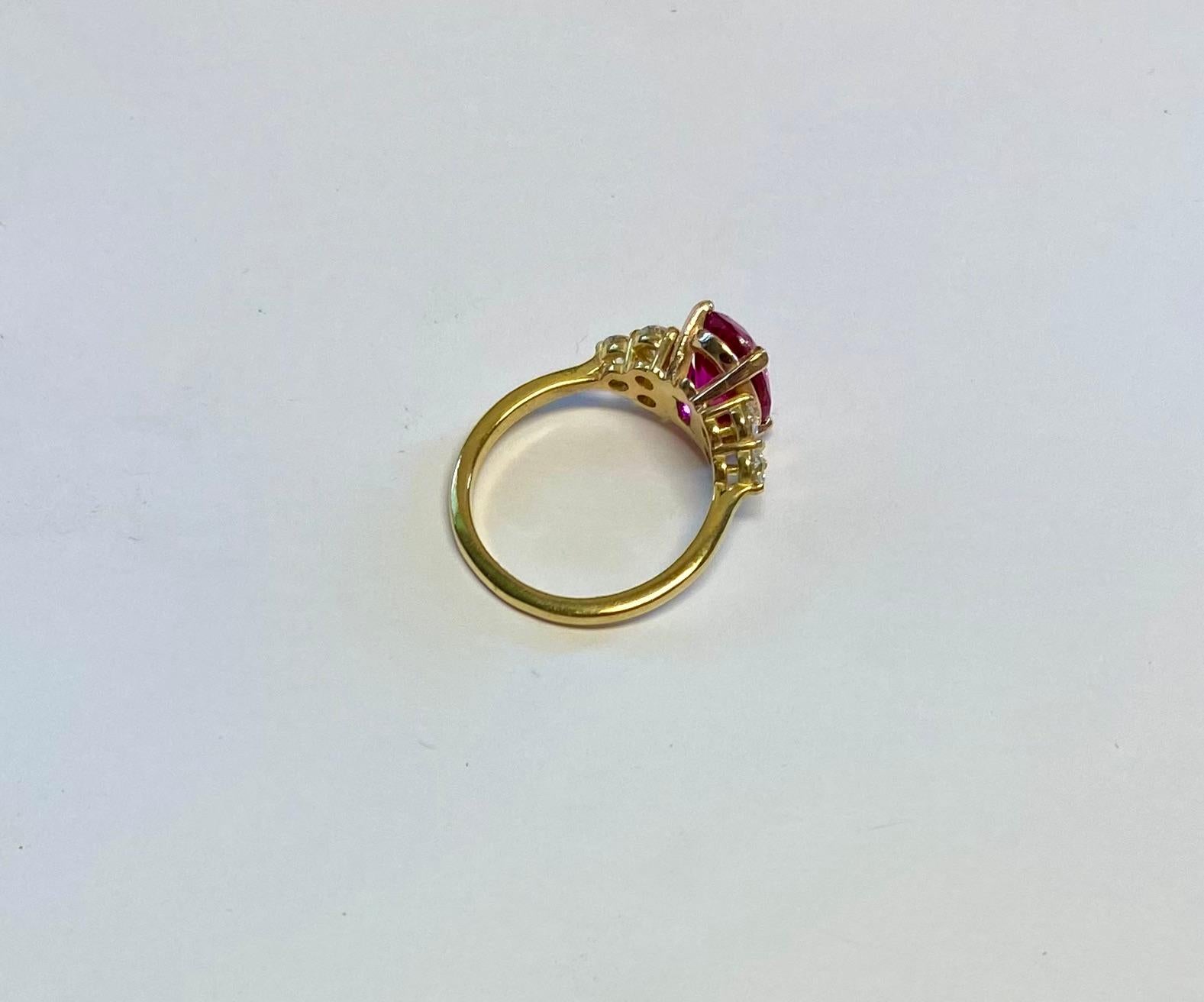 Michael Kneebone Pink Ruby White Diamond Cocktail Ring For Sale 3