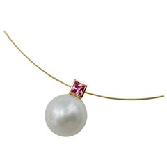 Michael Kneebone Pink Sapphire Paspaley South Seas Pearl Pendant