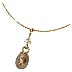 Michael Kneebone Pink Tahitian Pearl Diamond Pendant