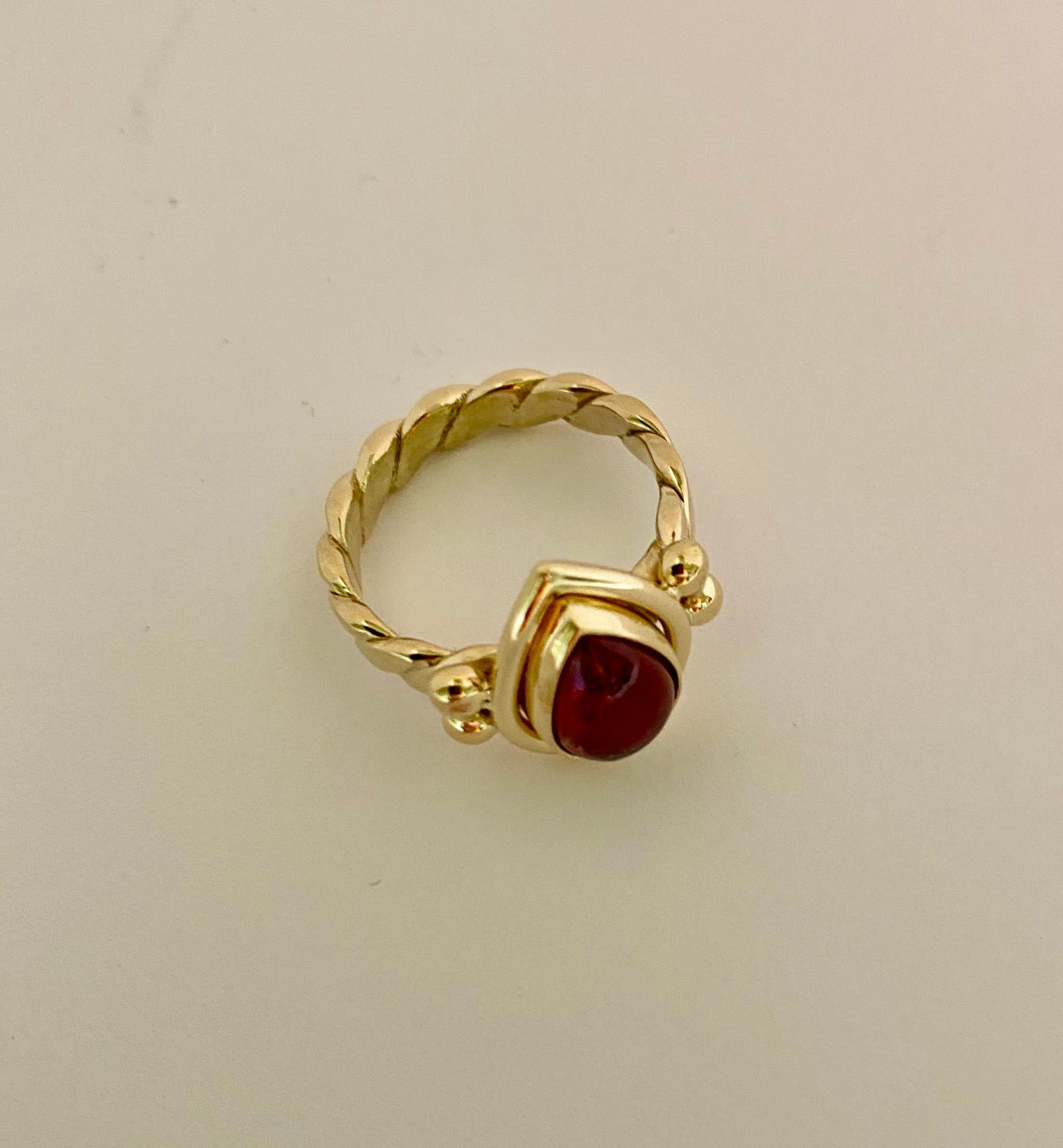 Michael Kneebone Pink Tourmaline Archaic Style Ring In New Condition For Sale In Austin, TX