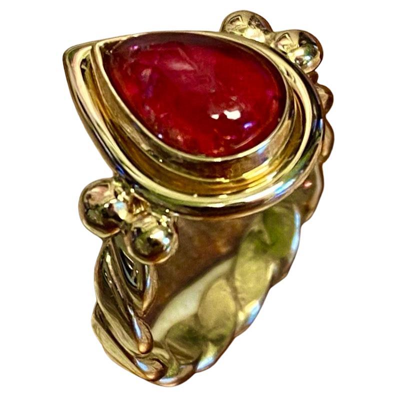 Michael Kneebone Pink Tourmaline Archaic Style Ring For Sale