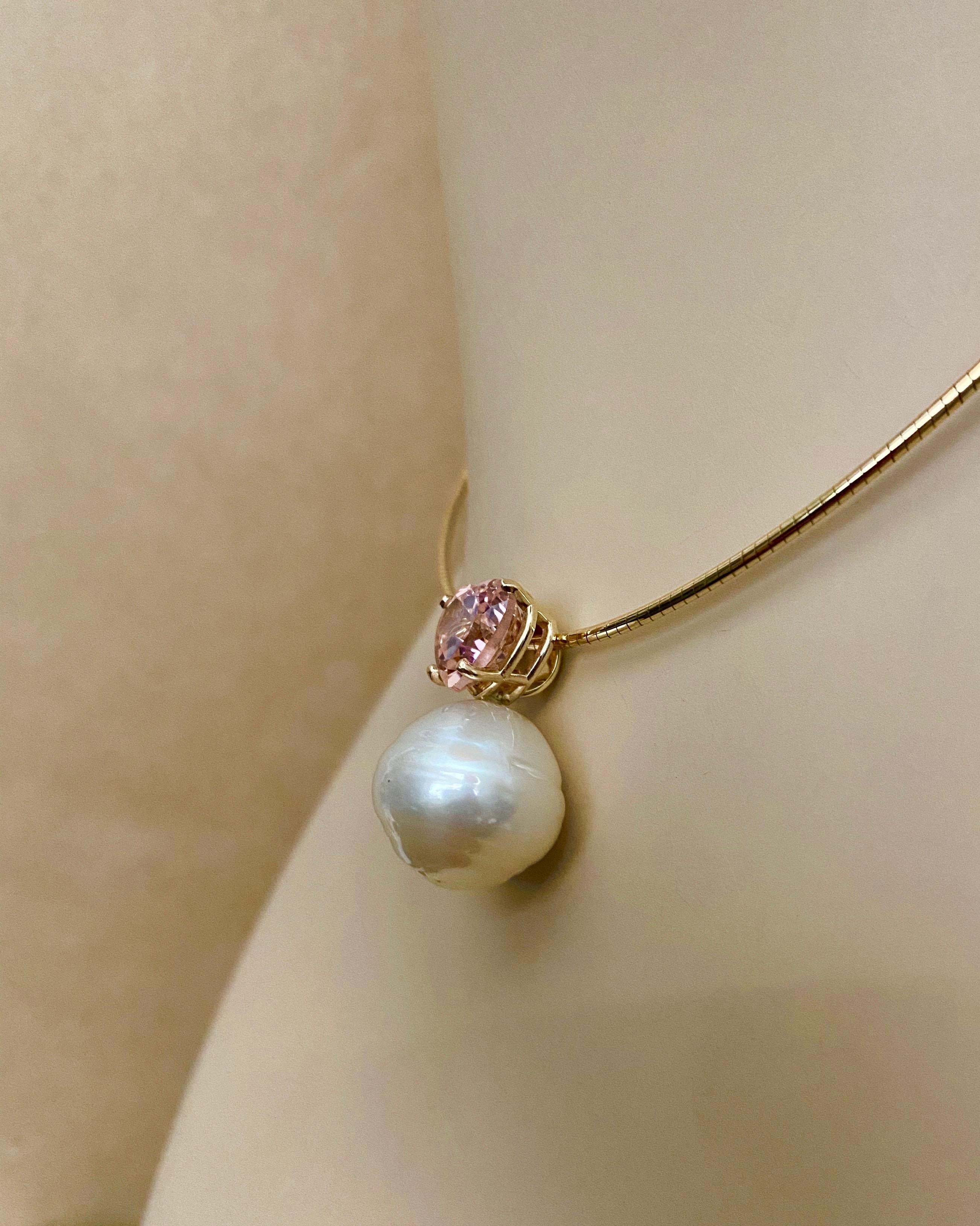 Women's Michael Kneebone Pink Tourmaline Paspaley South Seas Pearl Pendant