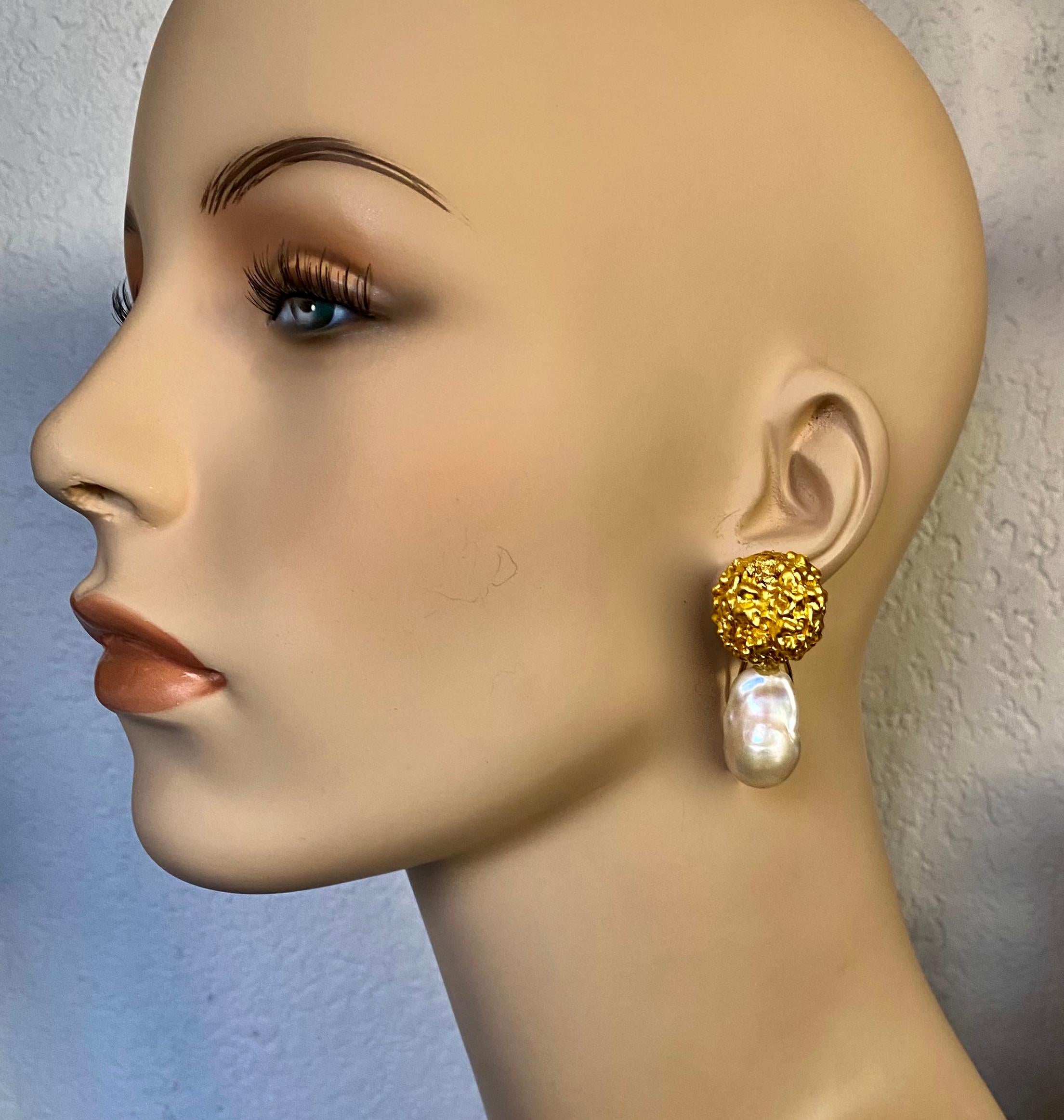 Michael Kneebone Prayer Bead Baroque Pearl Drop Earrings For Sale 4