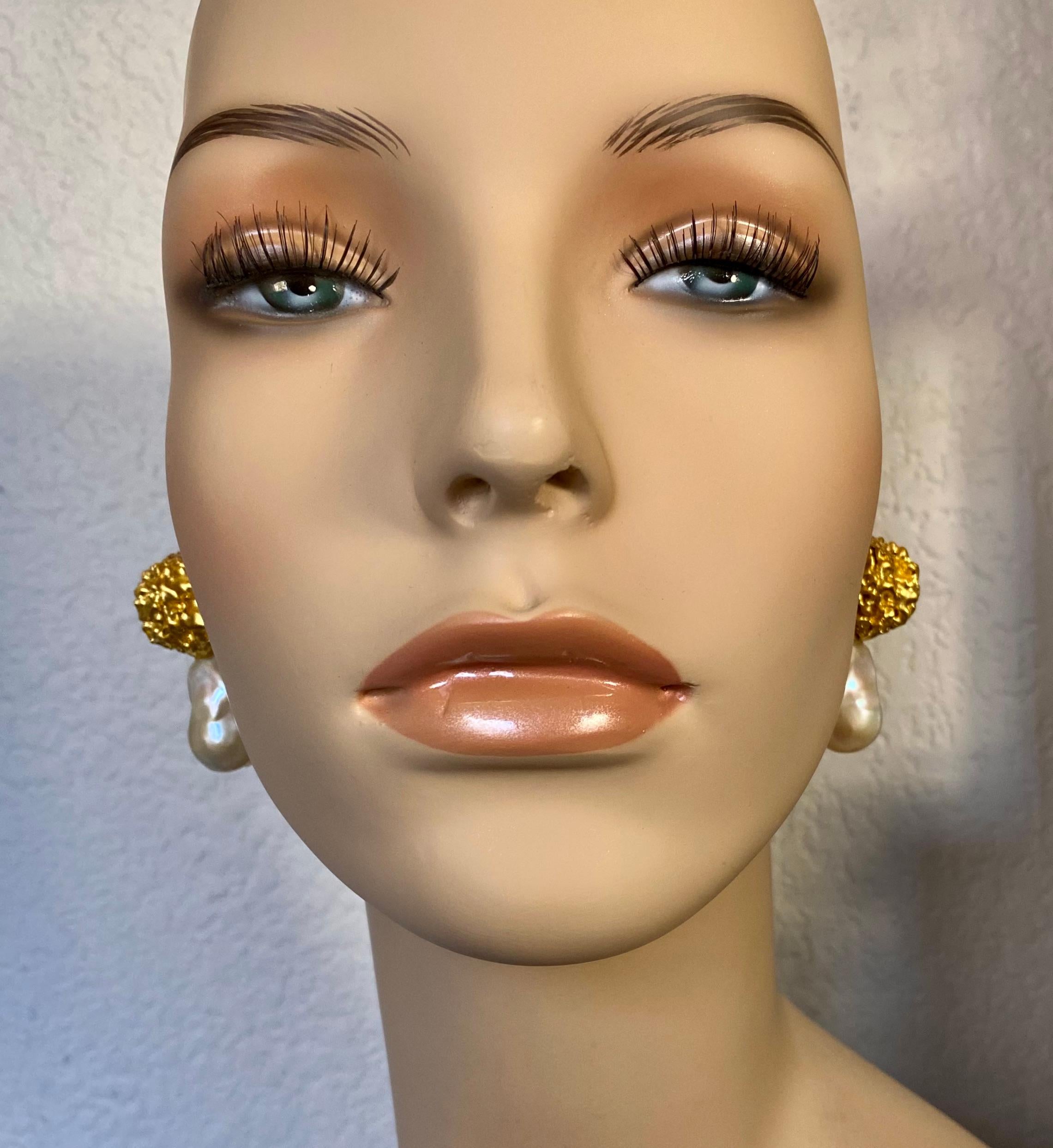 Women's Michael Kneebone Prayer Bead Baroque Pearl Drop Earrings For Sale
