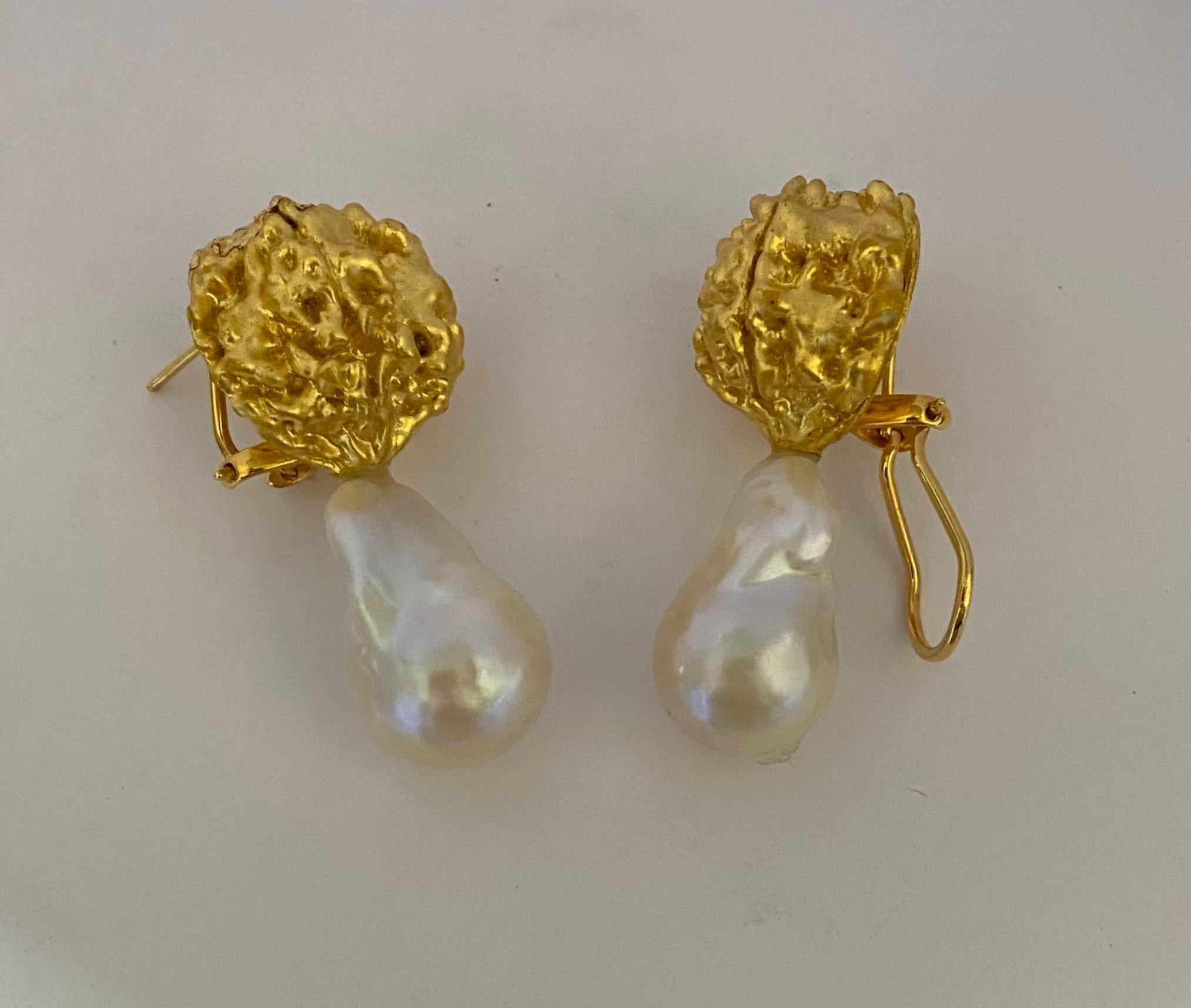 Michael Kneebone Prayer Bead Baroque Pearl Drop Earrings For Sale 1