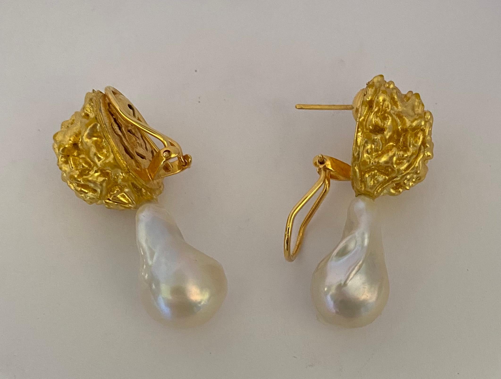 Michael Kneebone Prayer Bead Baroque Pearl Drop Earrings For Sale 3