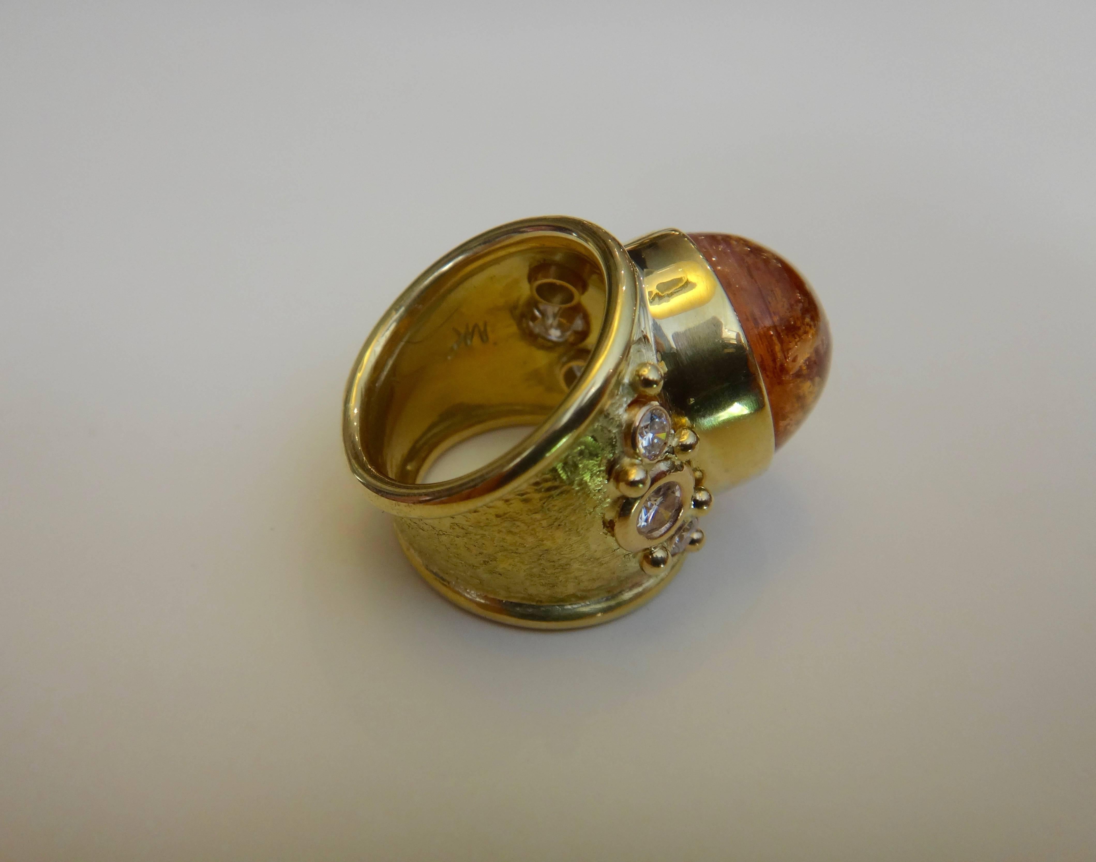 Women's or Men's Michael Kneebone Precious Topaz White Diamond Bombe Ring