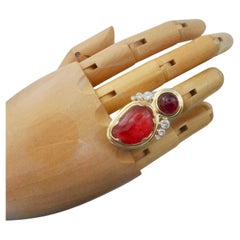 Michael Kneebone Anello Cocktail con Rubino Cabochon e Diamante