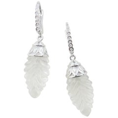 Michael Kneebone Rock Crystal Diamond White Gold Pinecone Dangle Earrings