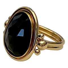 Michael Kneebone Rose Cut Black Spinel Archaic Style Ring