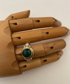 Michael Kneebone Rose Cut Emerald Rose Cut Diamond Archaic Style Cocktail Ring