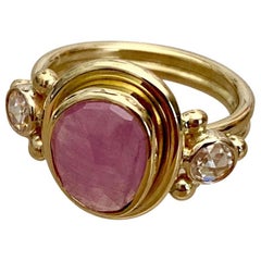 Michael Kneebone Rose Cut Pink Sapphire Diamond Archaic Style Cocktail Ring
