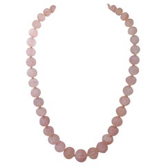 Michael Kneebone Rose Quartz Melon Carved Bead Necklace