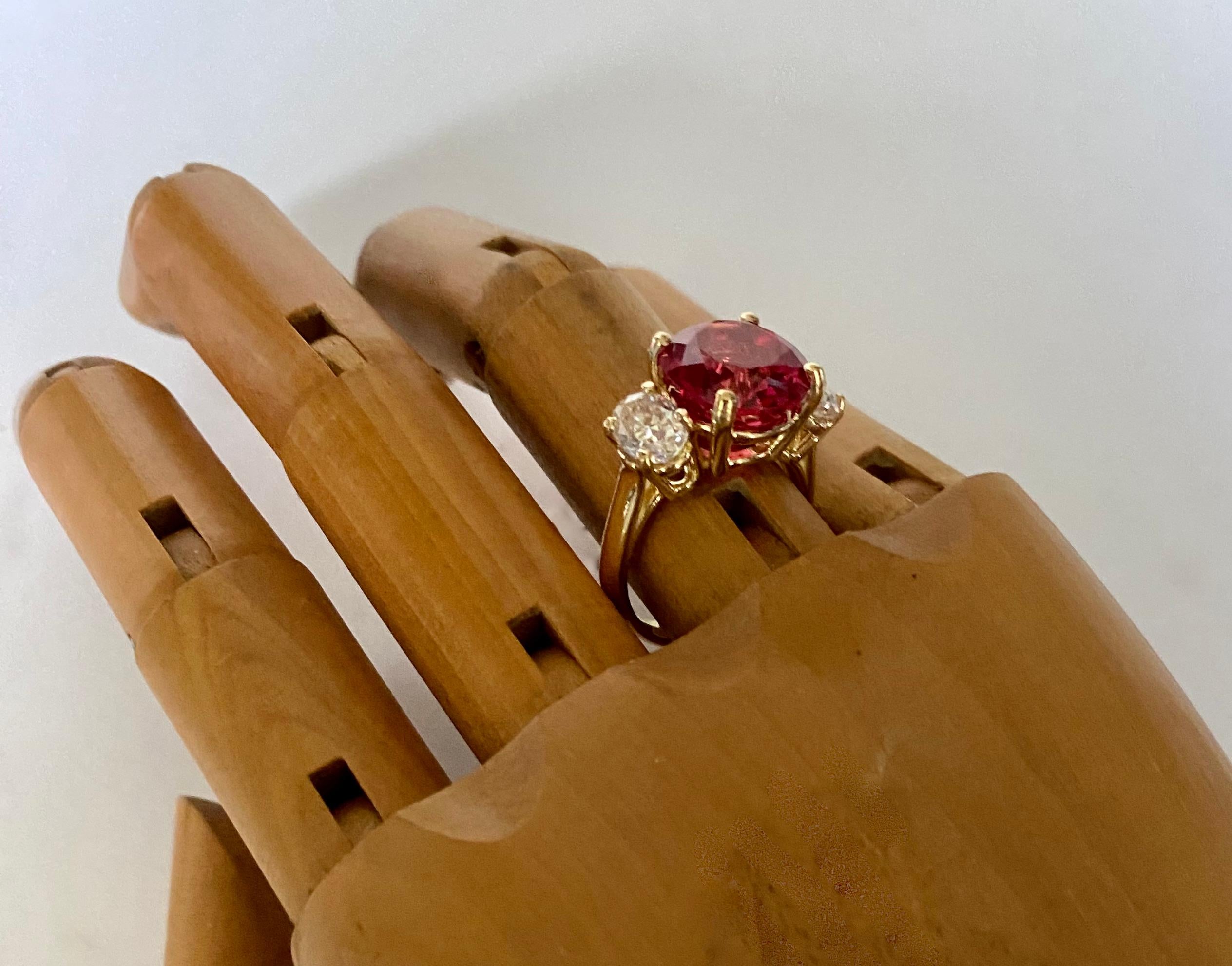 Women's Michael Kneebone Rubellite Sapphire Three Stone Ring For Sale