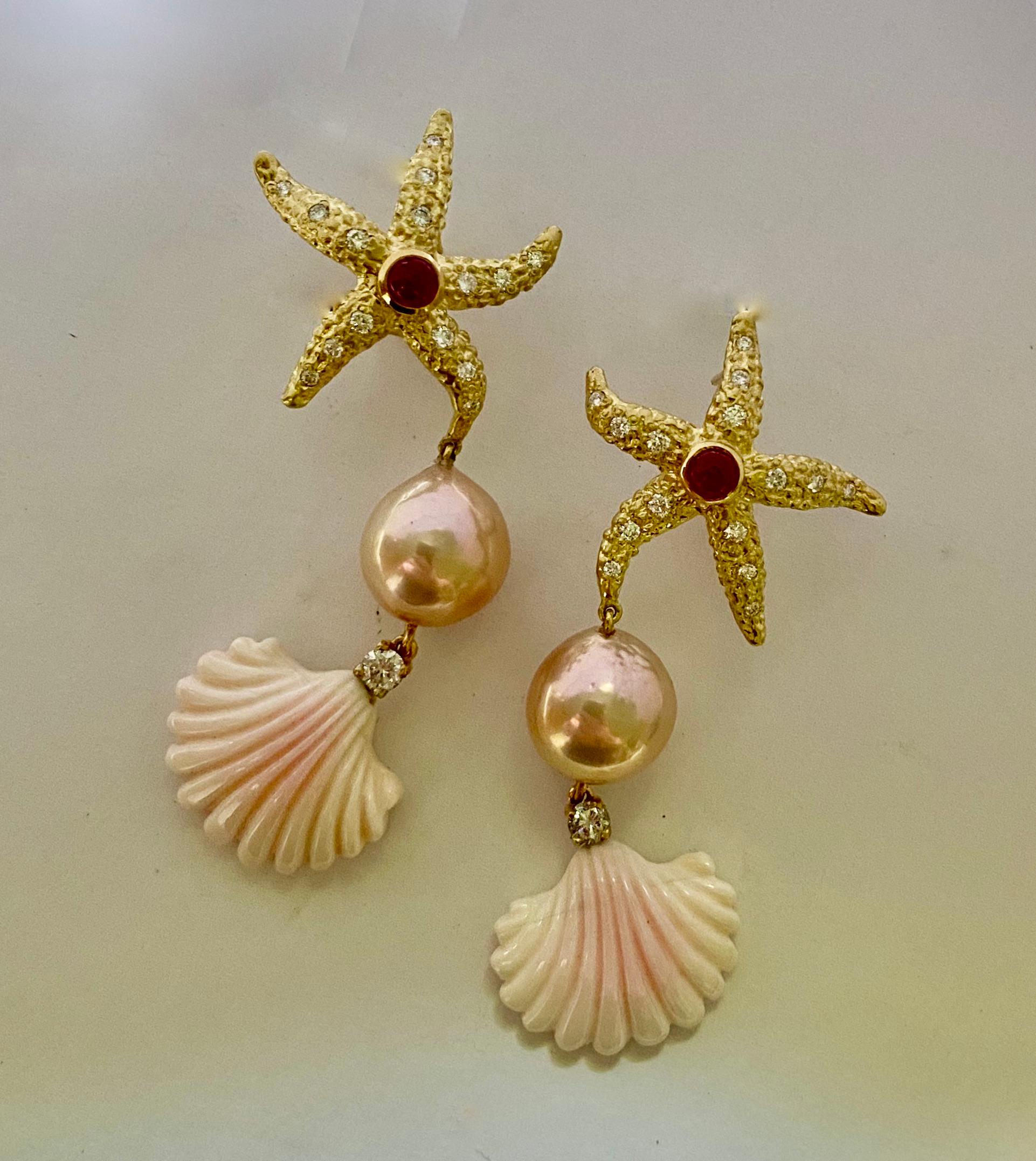 Contemporaneo Michael Kneebone, orecchini con diamanti, perle, conchiglie, stelle marine, ecc. in vendita