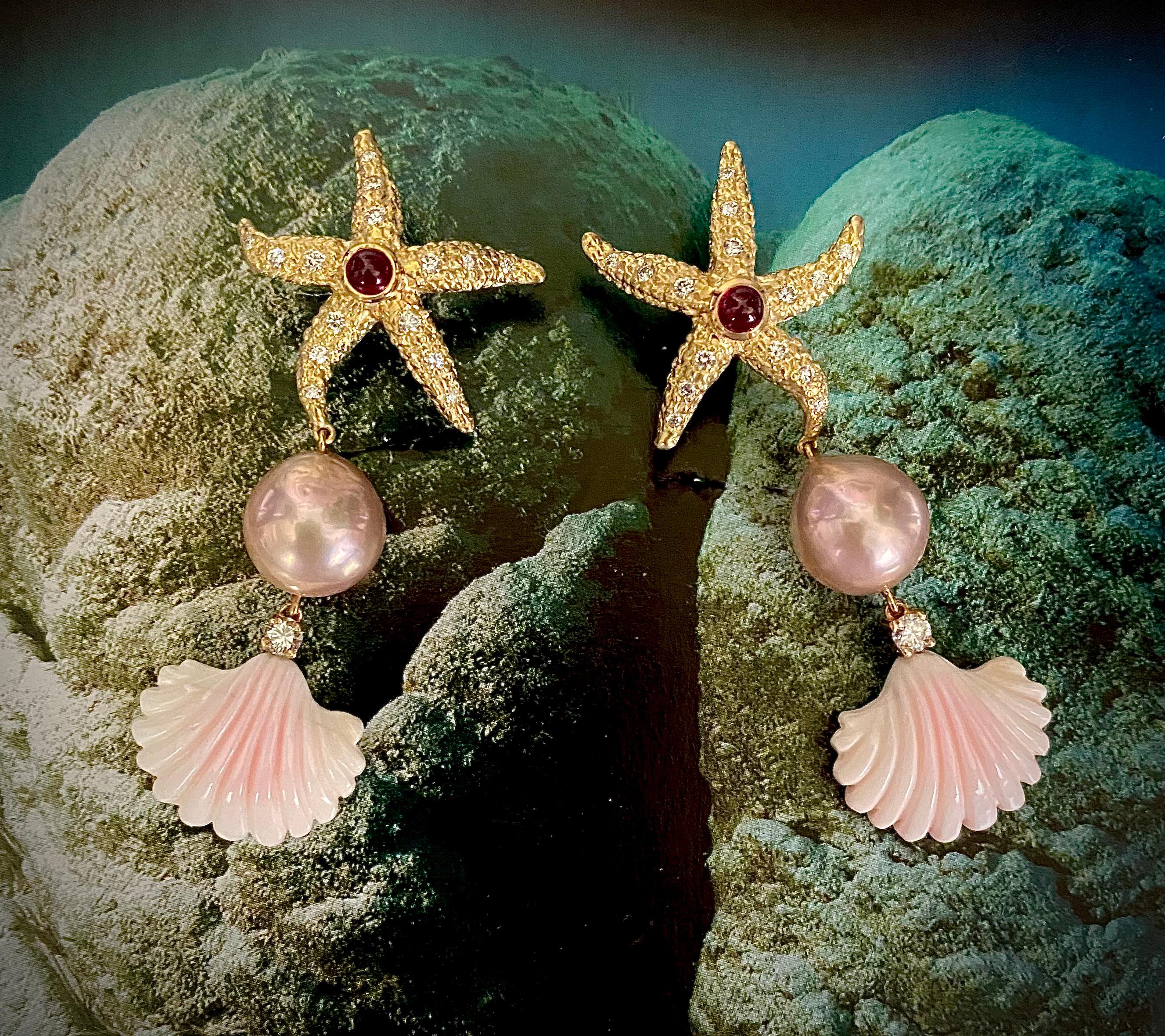 Michael Kneebone, orecchini con diamanti, perle, conchiglie, stelle marine, ecc. In condizioni Nuovo in vendita a Austin, TX