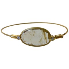Michael Kneebone Rutilated Quartz Diamond Bangle Bracelet