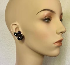 Michael Kneebone Rutilated Quartz Spinel Diamond Black Pearl Cluster Earrings