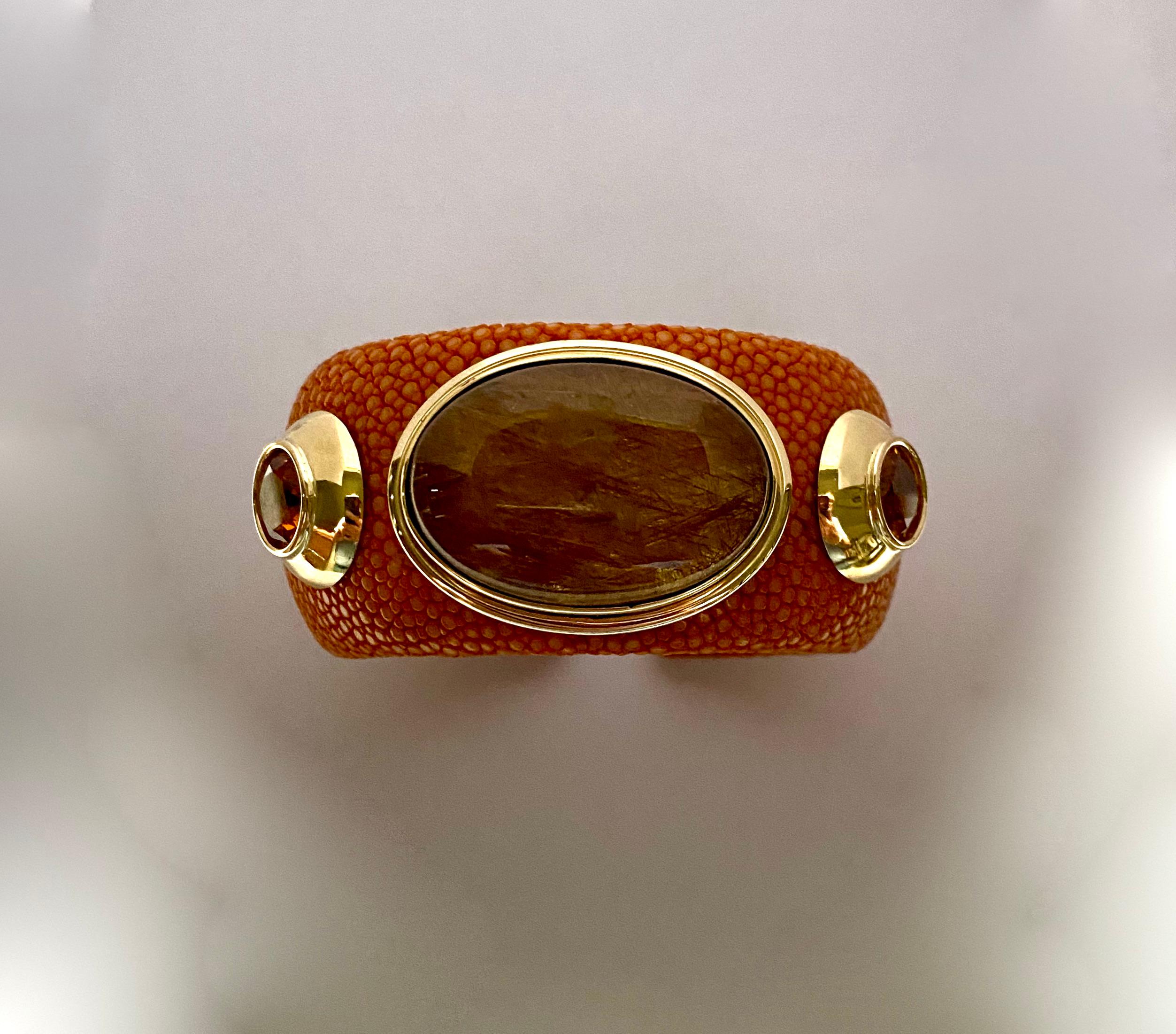 da uomo o donna Michael Kneebone Bracciale con quarzo rutilato e topazio in oro 18 carati in vendita