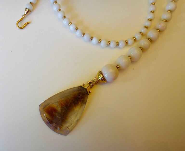 Michael Kneebone Rutilated Quartz White Coral Bead Necklace For Sale at ...