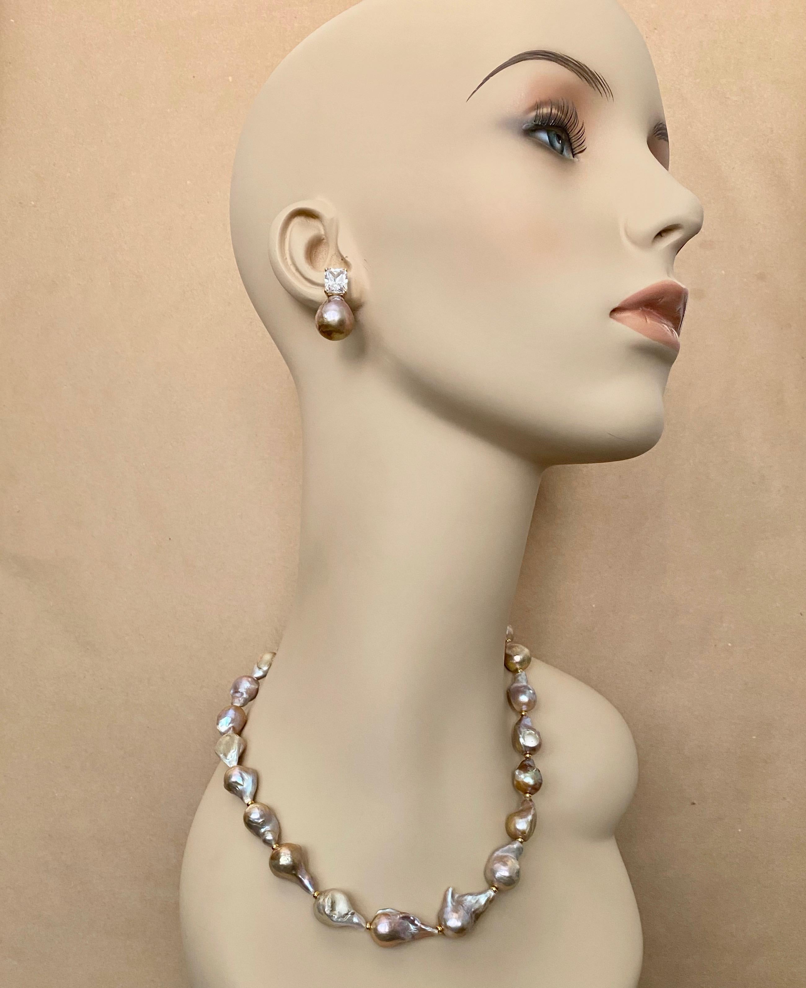Women's Michael Kneebone Sapphire Flame Ball Pearl Necklace Earring Suite