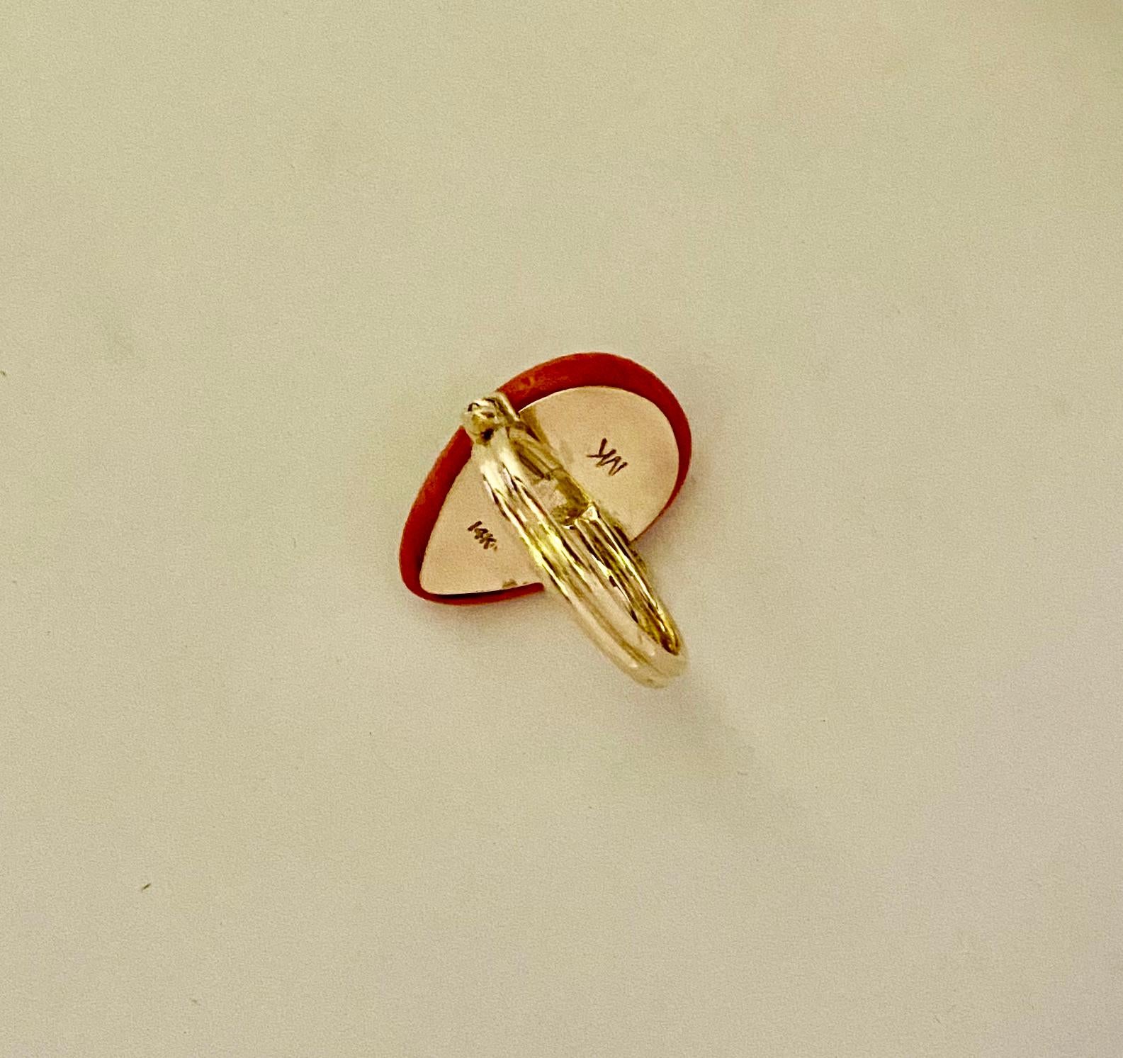 Michael Kneebone Satsuma Coral Chrysophrase Diamond Cocktail Ring For Sale 3