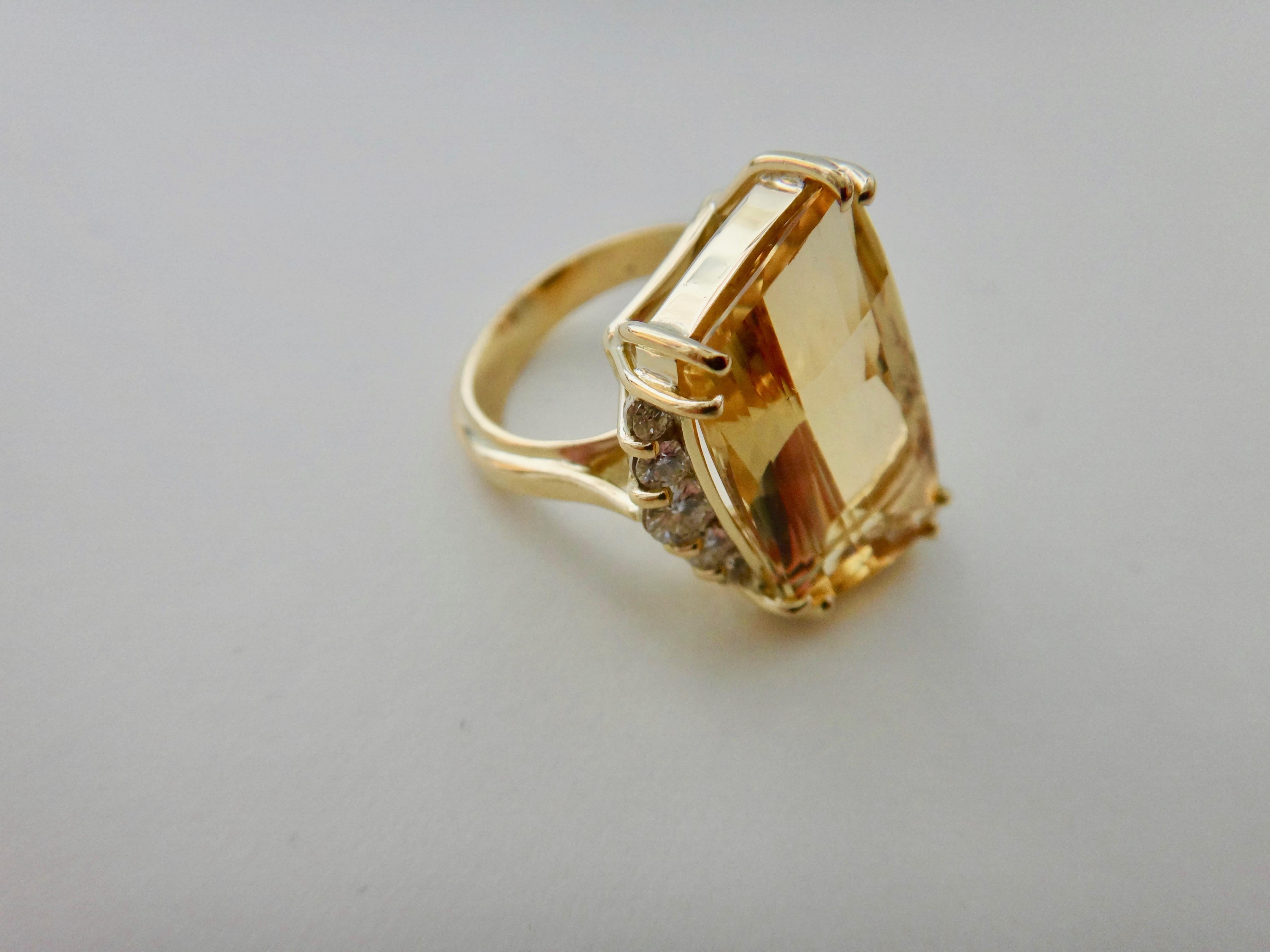 Michael Kneebone Scissor Cut Golden Beryl White Diamond Cocktail Ring For Sale 3