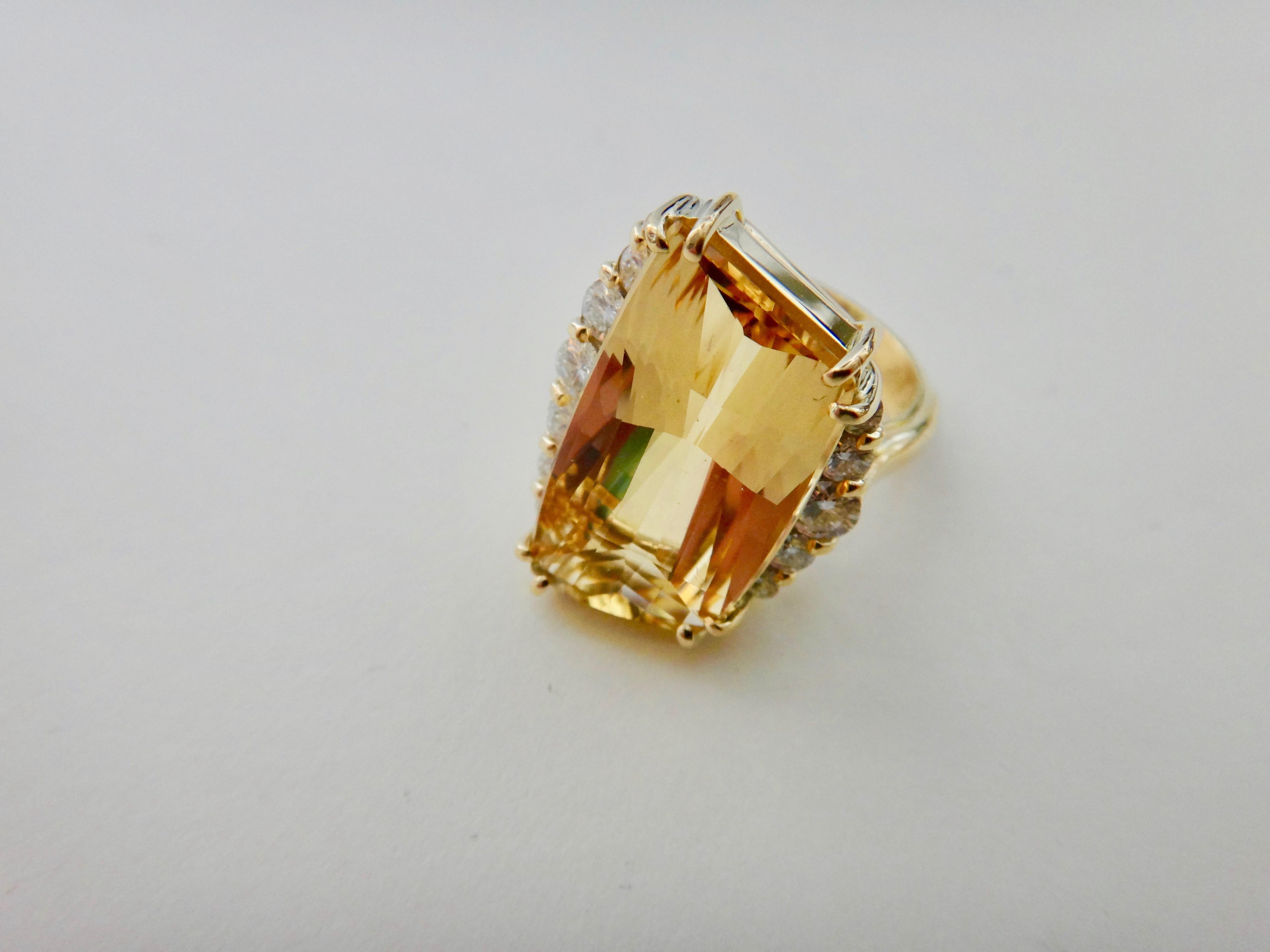 Michael Kneebone Scissor Cut Golden Beryl White Diamond Cocktail Ring For Sale 5