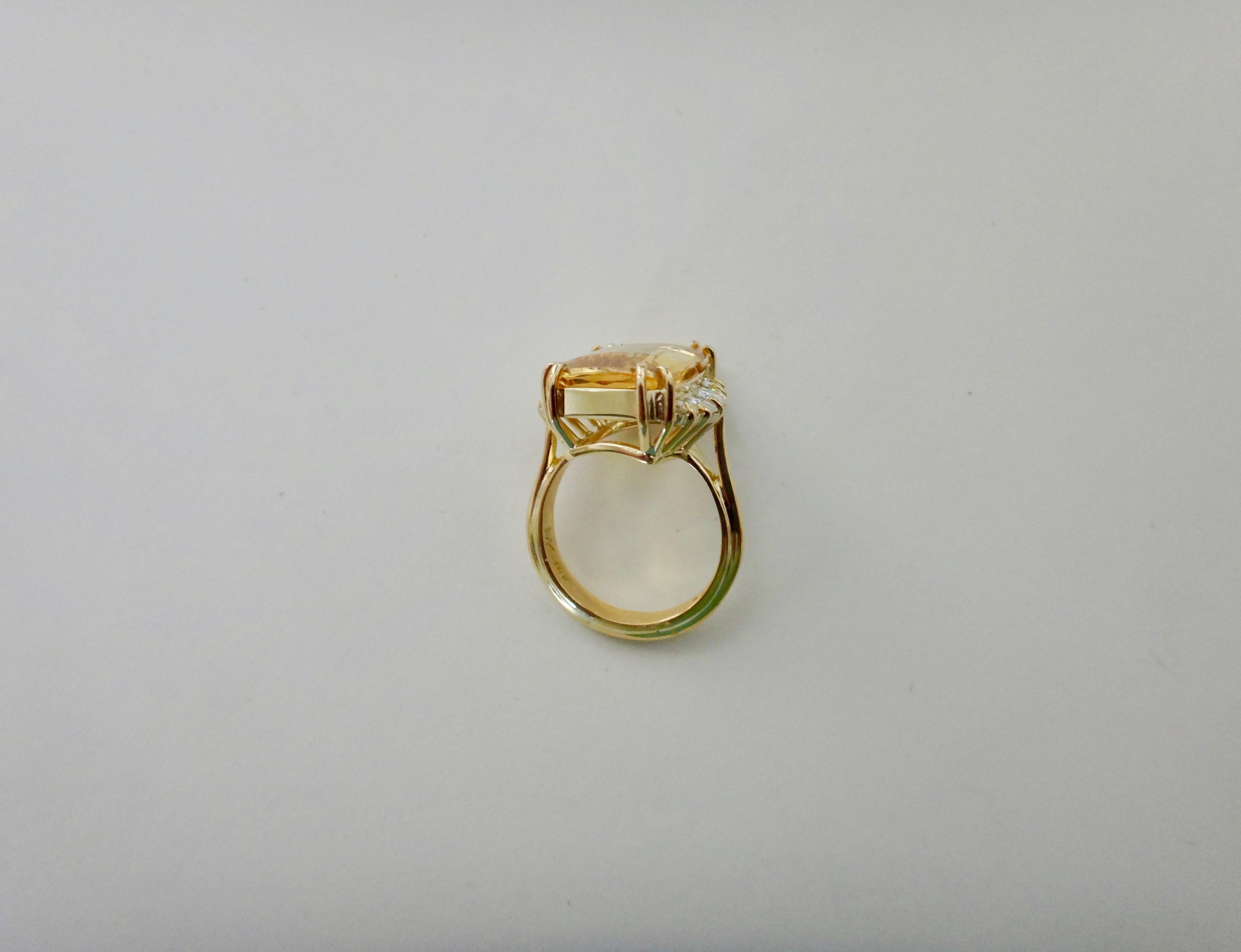 Contemporary Michael Kneebone Scissor Cut Golden Beryl White Diamond Cocktail Ring For Sale
