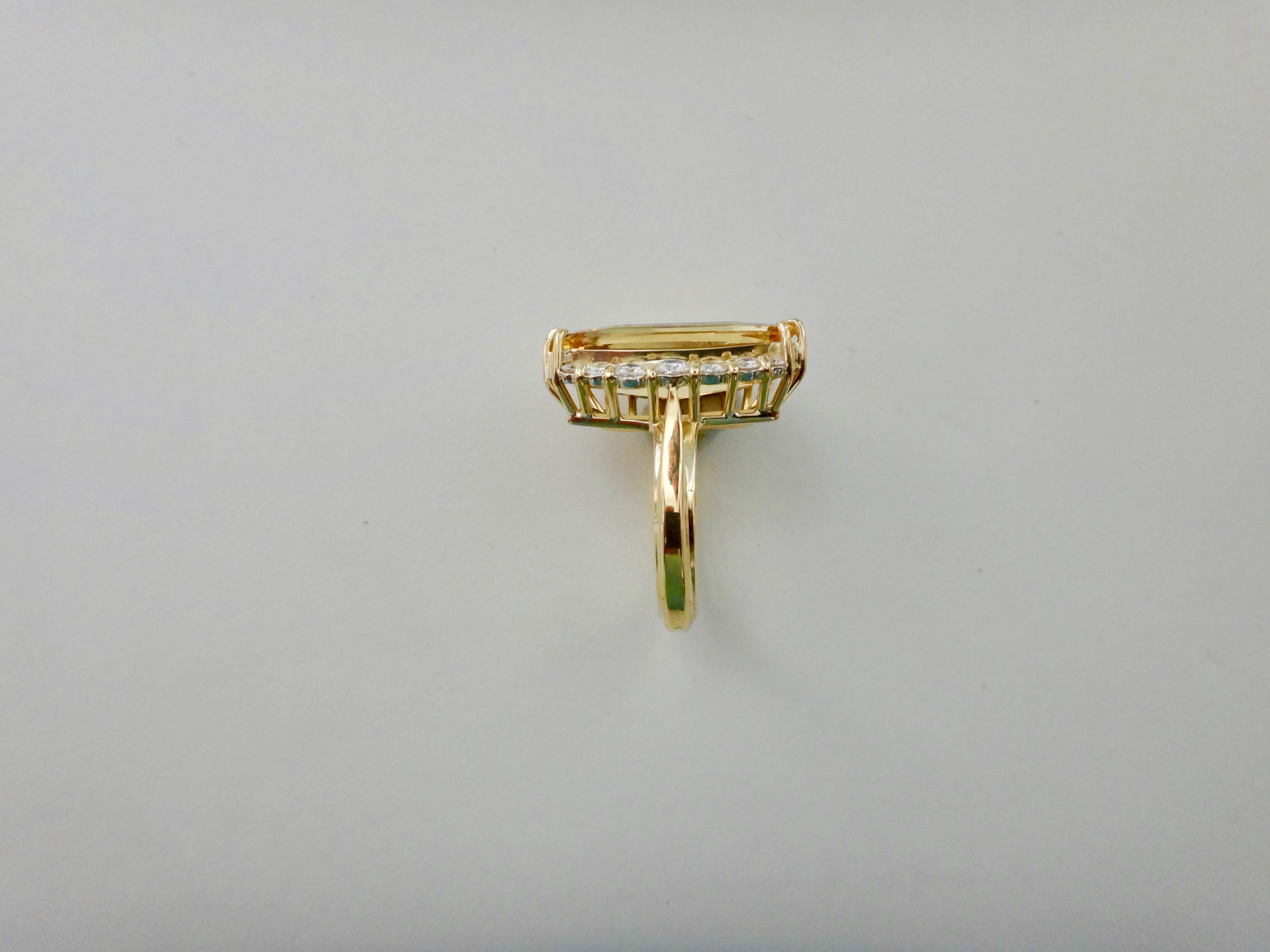Women's Michael Kneebone Scissor Cut Golden Beryl White Diamond Cocktail Ring For Sale