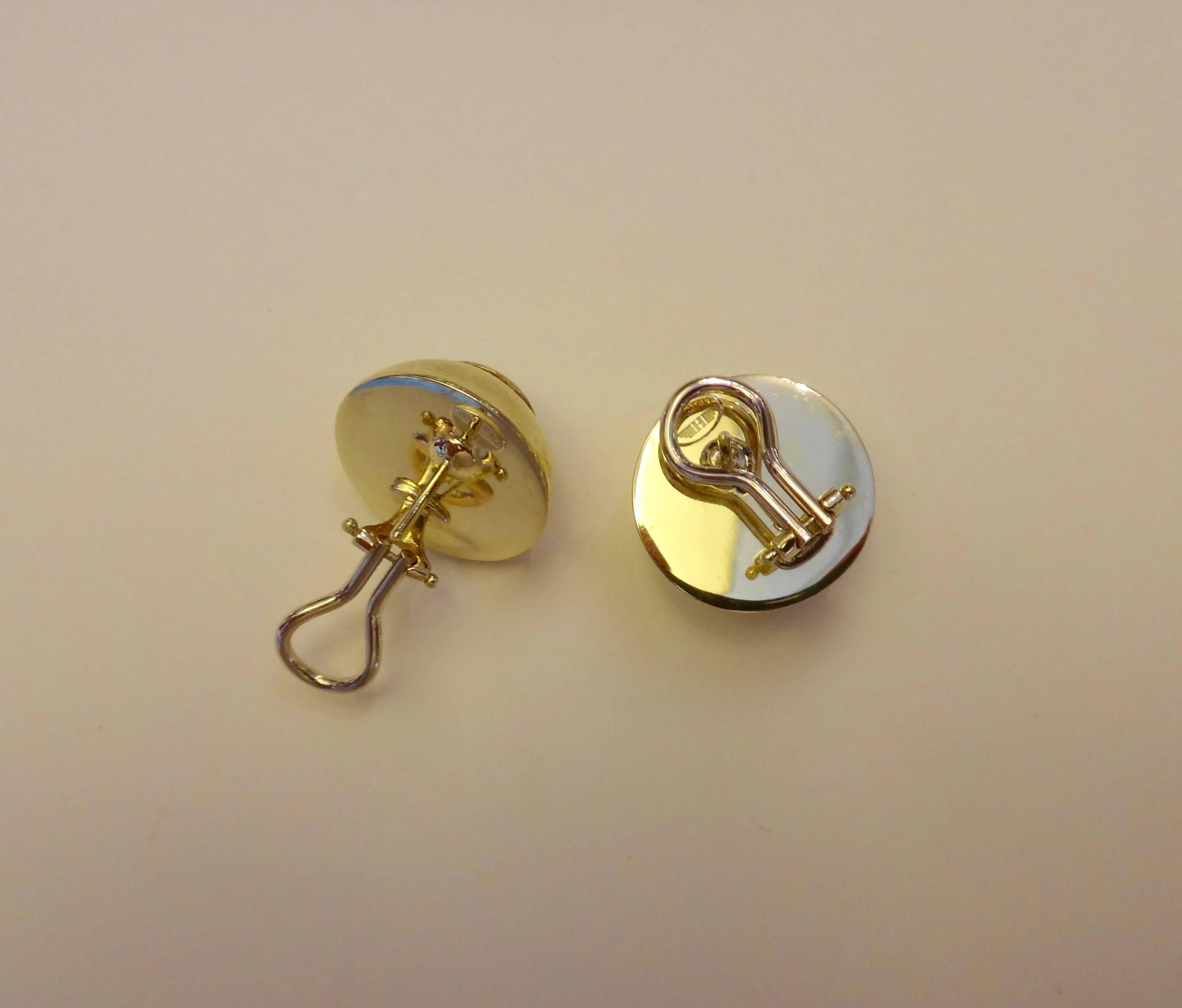 Women's Michael Kneebone Silver Sapphire Hammered Gold Dome Button Earrings