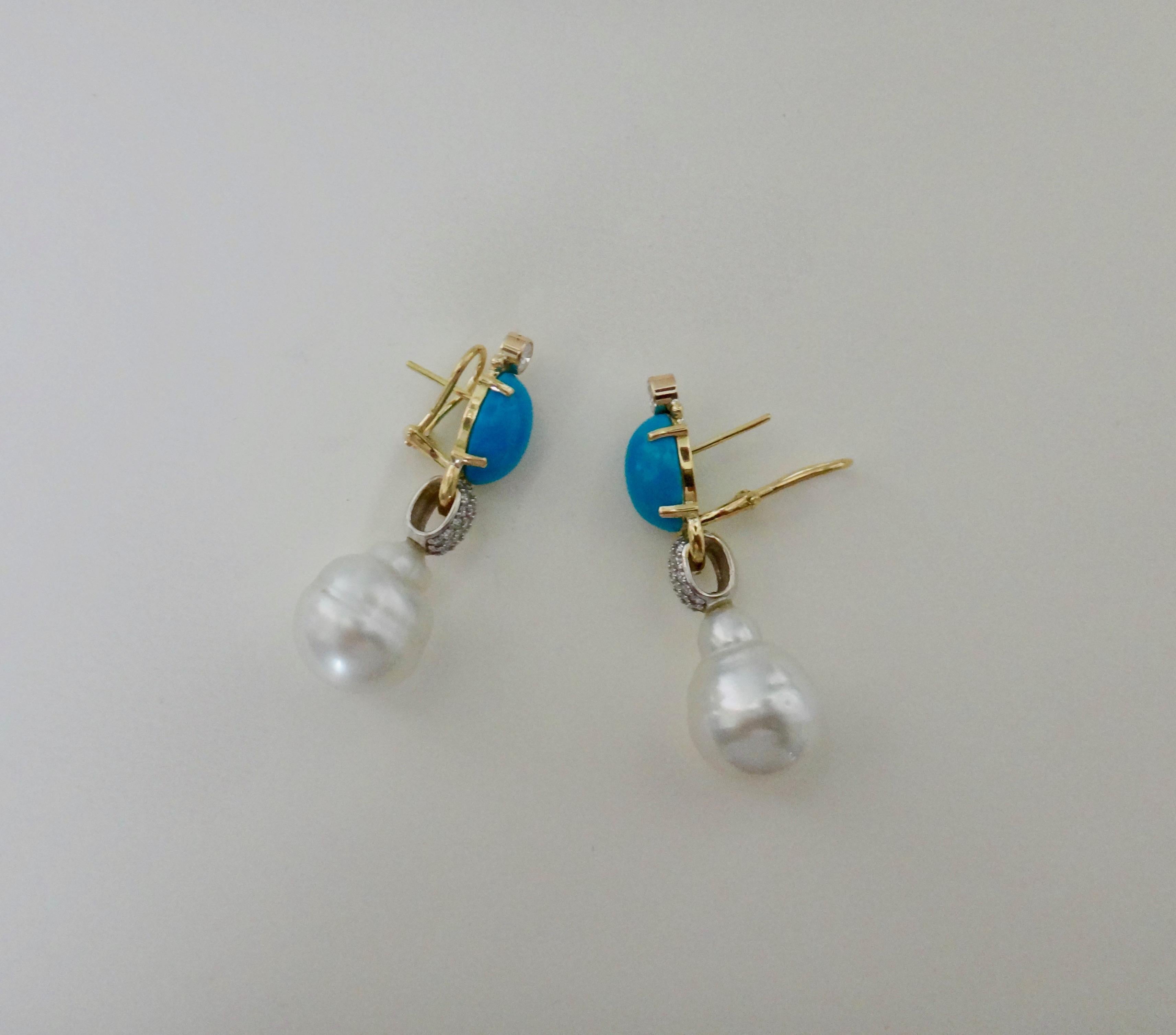 Women's Michael Kneebone Sleeping Beauty Turquoise Diamond Baroque Pearl Earrings