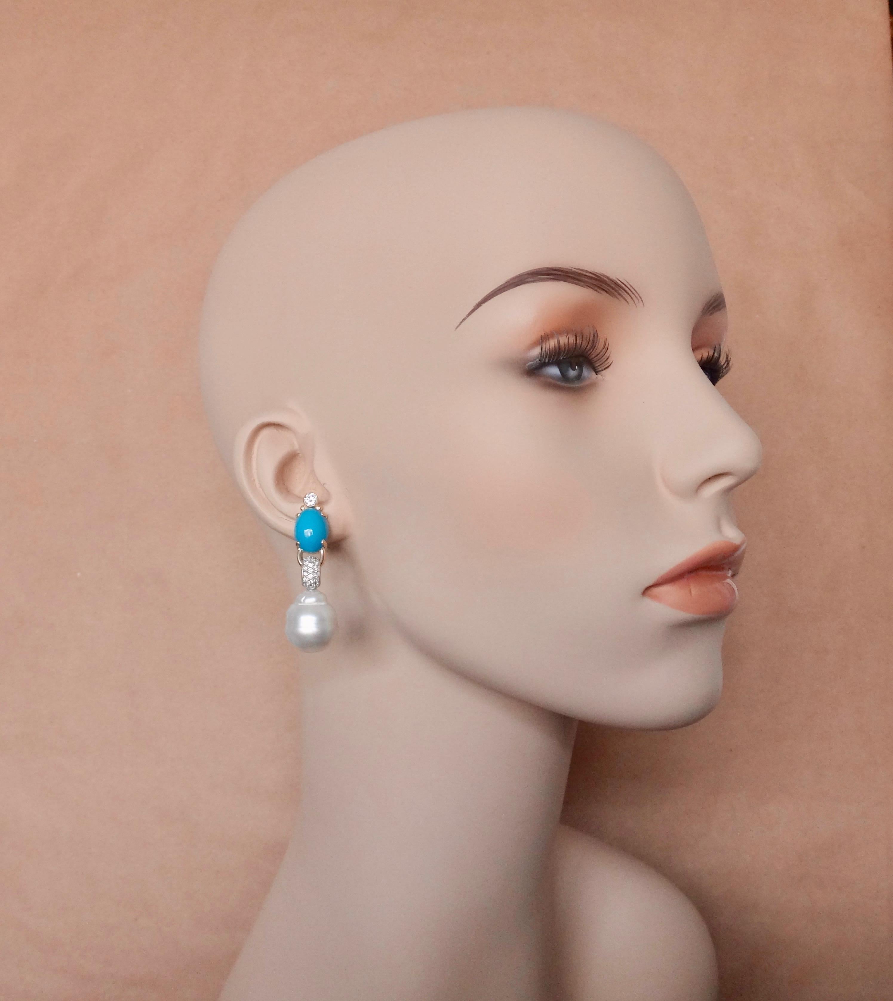 Michael Kneebone Sleeping Beauty Turquoise Diamond Baroque Pearl Earrings 1