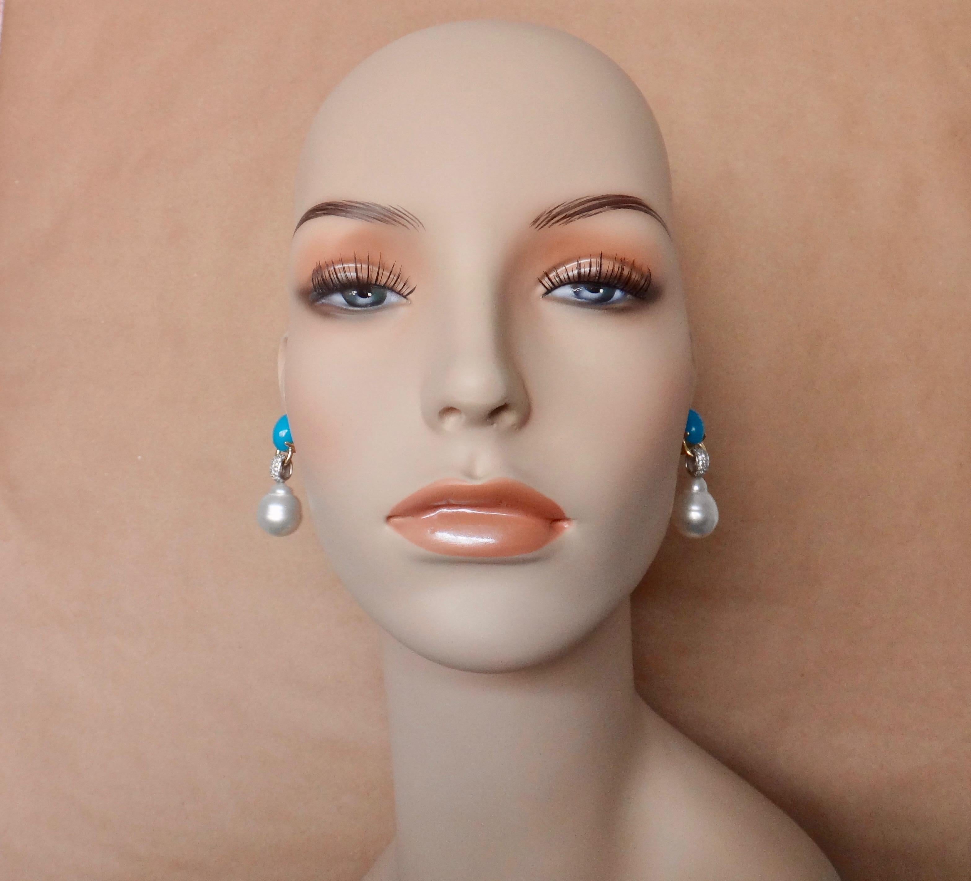 Michael Kneebone Sleeping Beauty Turquoise Diamond Baroque Pearl Earrings 4