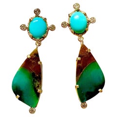 Michael Kneebone Pendientes Colgantes Bella Durmiente Turquesa Opalizada Madera Diamante