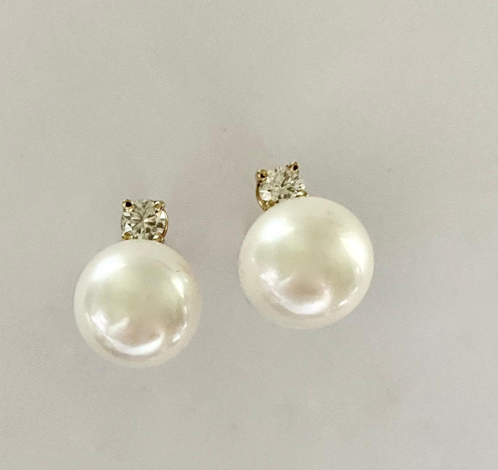 Michael Kneebone South Seas Pearl Diamond Stud Drop Earrings 1