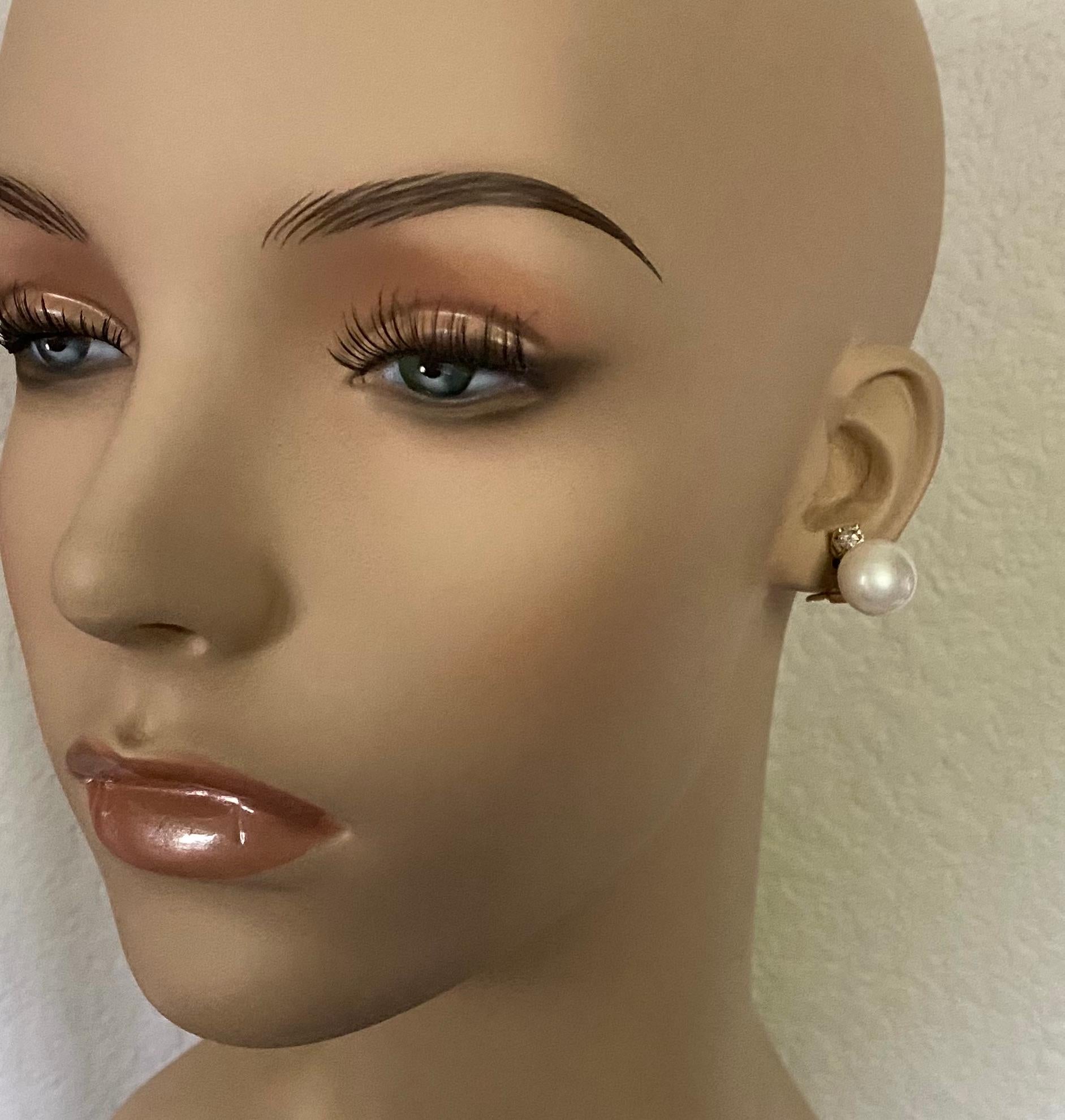 Michael Kneebone South Seas Pearl Diamond Stud Drop Earrings 2