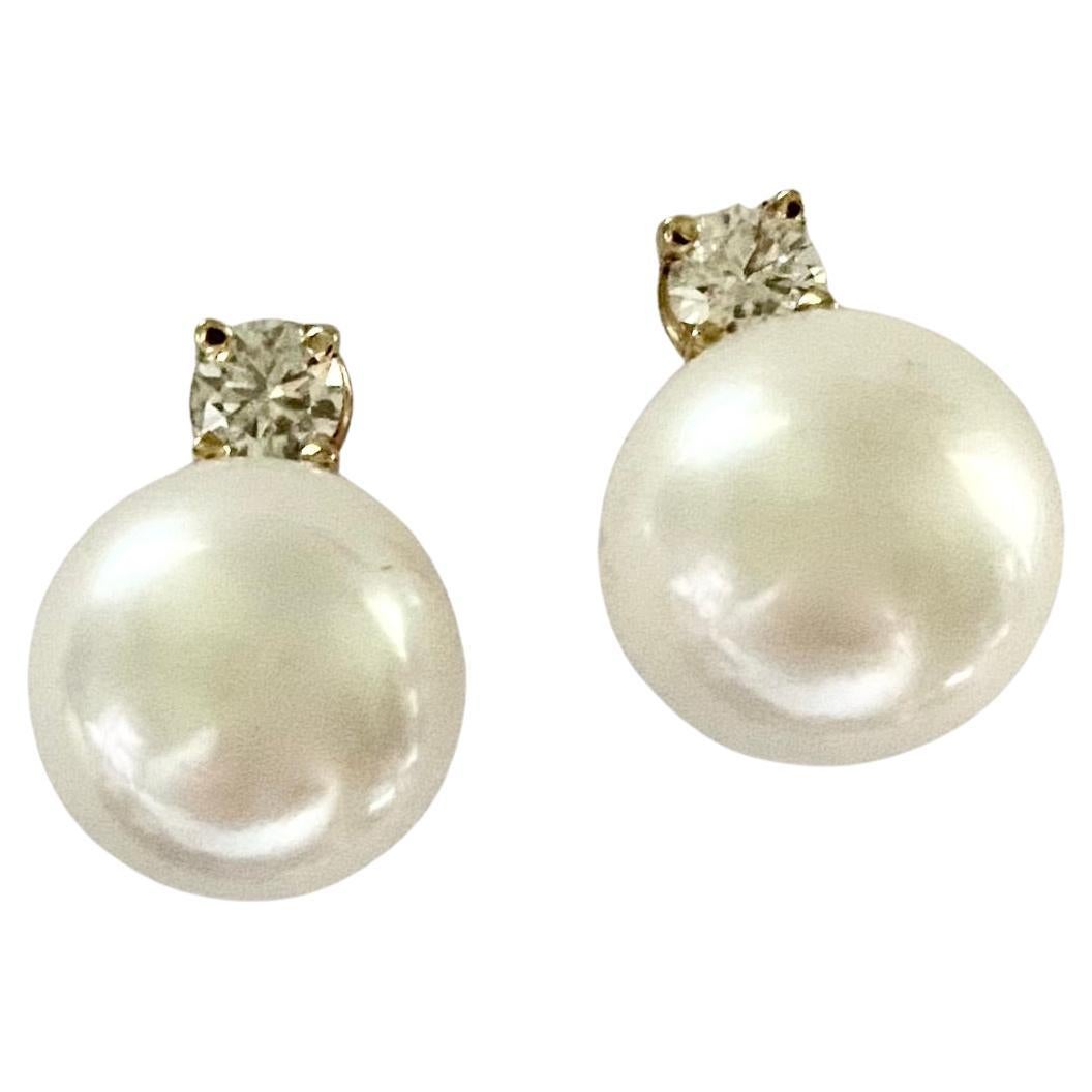 Michael Kneebone South Seas Pearl Diamond Stud Drop Earrings